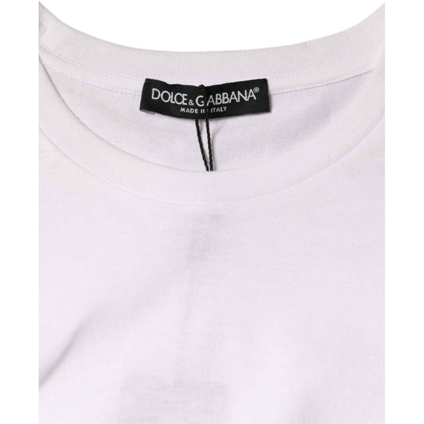 Dolce & Gabbana White Cotton Sleeveless Crew Neck T-shirt Dolce & Gabbana Lavender