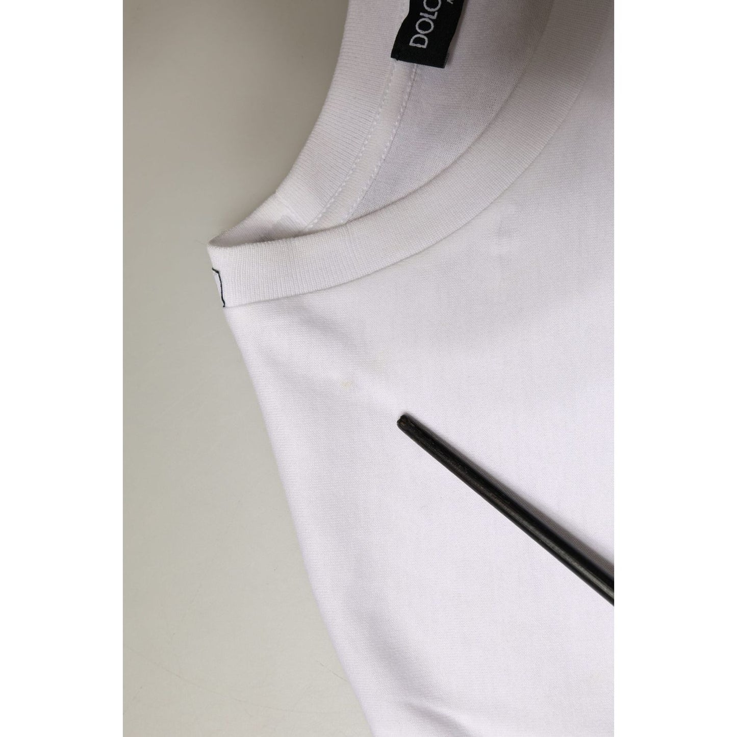 Dolce & Gabbana White Cotton Sleeveless Crew Neck T-shirt Dolce & Gabbana Gray