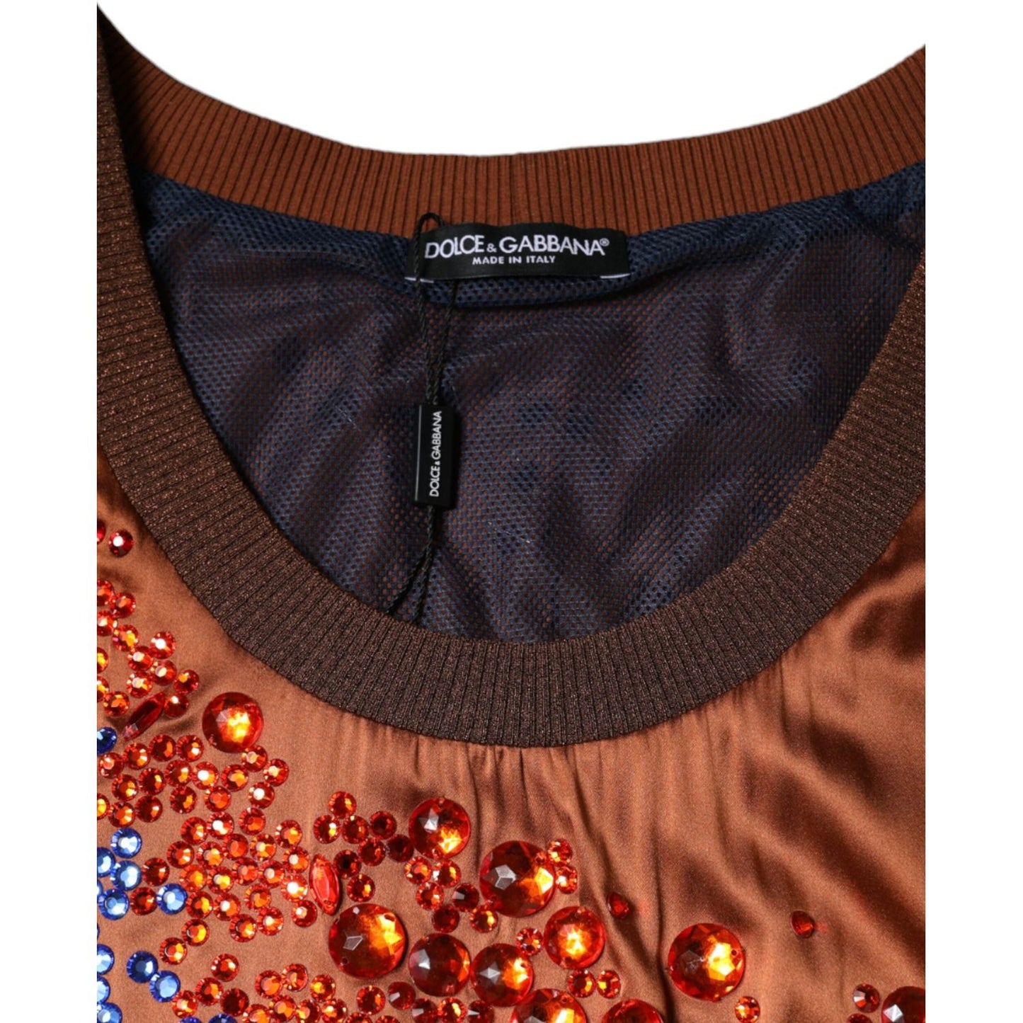 Dolce & Gabbana Brown Crystal Embellished Sleeveless Tank Top Dolce & Gabbana Dark Slate Gray