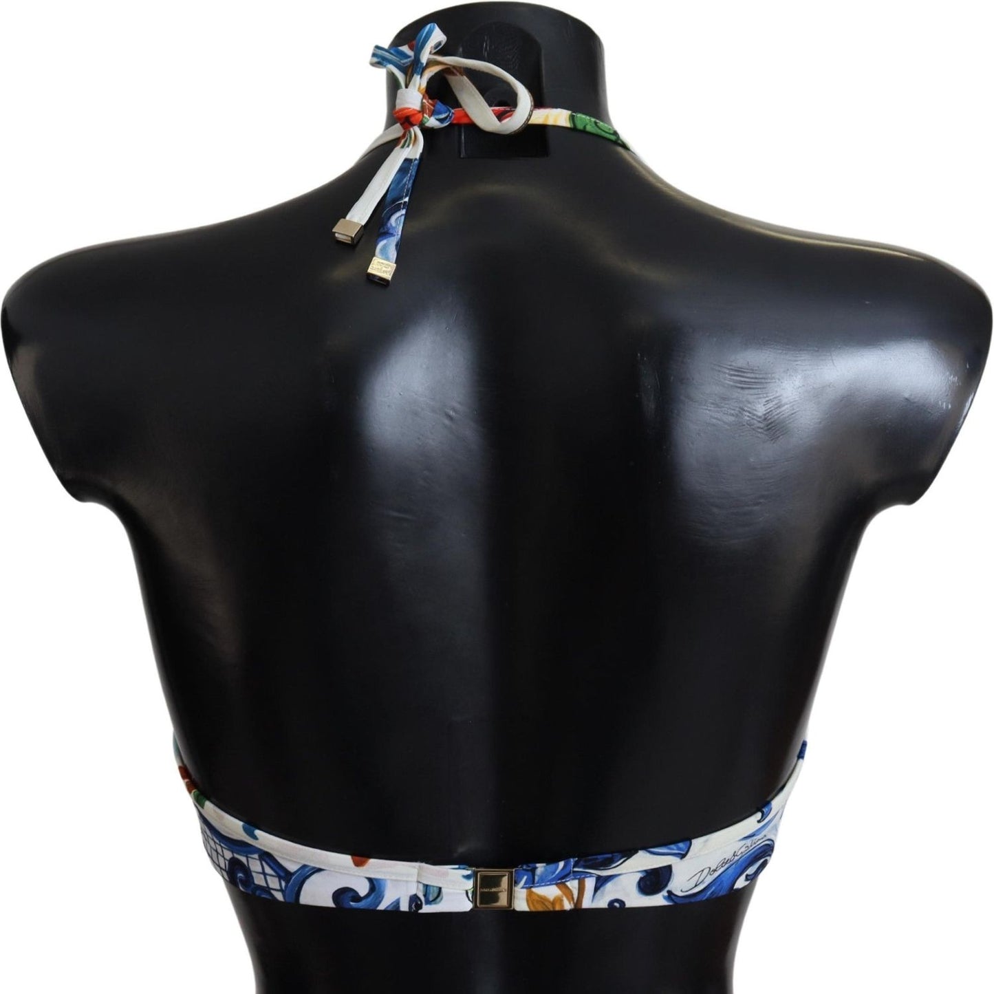 Dolce & Gabbana White Majolica Beachwear Swimwear Bikini Top Dolce & Gabbana Black