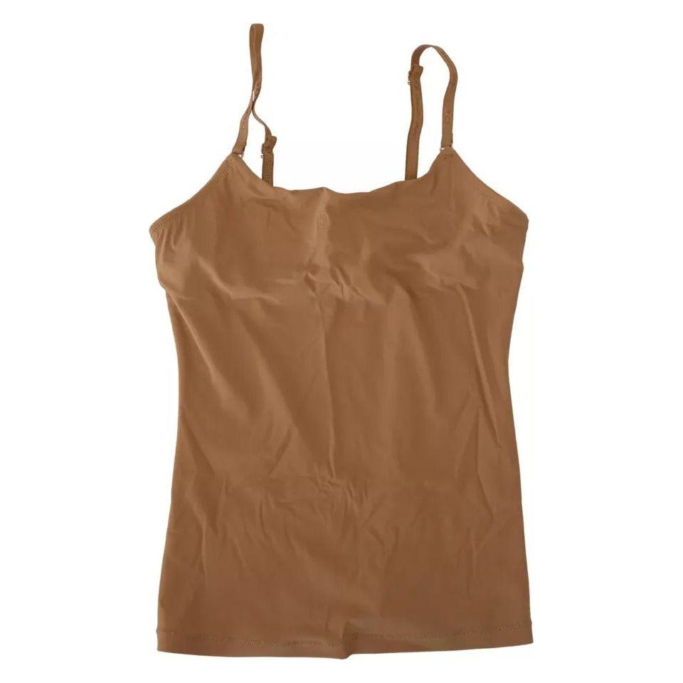 Dolce & Gabbana Brown Nylon Stretch Sleeveless Top Underwear Dolce & Gabbana Sienna