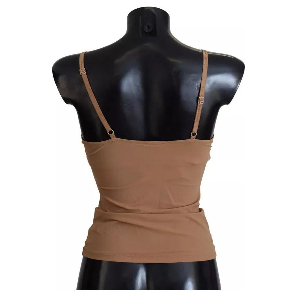 Dolce & Gabbana Brown Nylon Stretch Sleeveless Top Underwear Dolce & Gabbana Dark Slate Gray