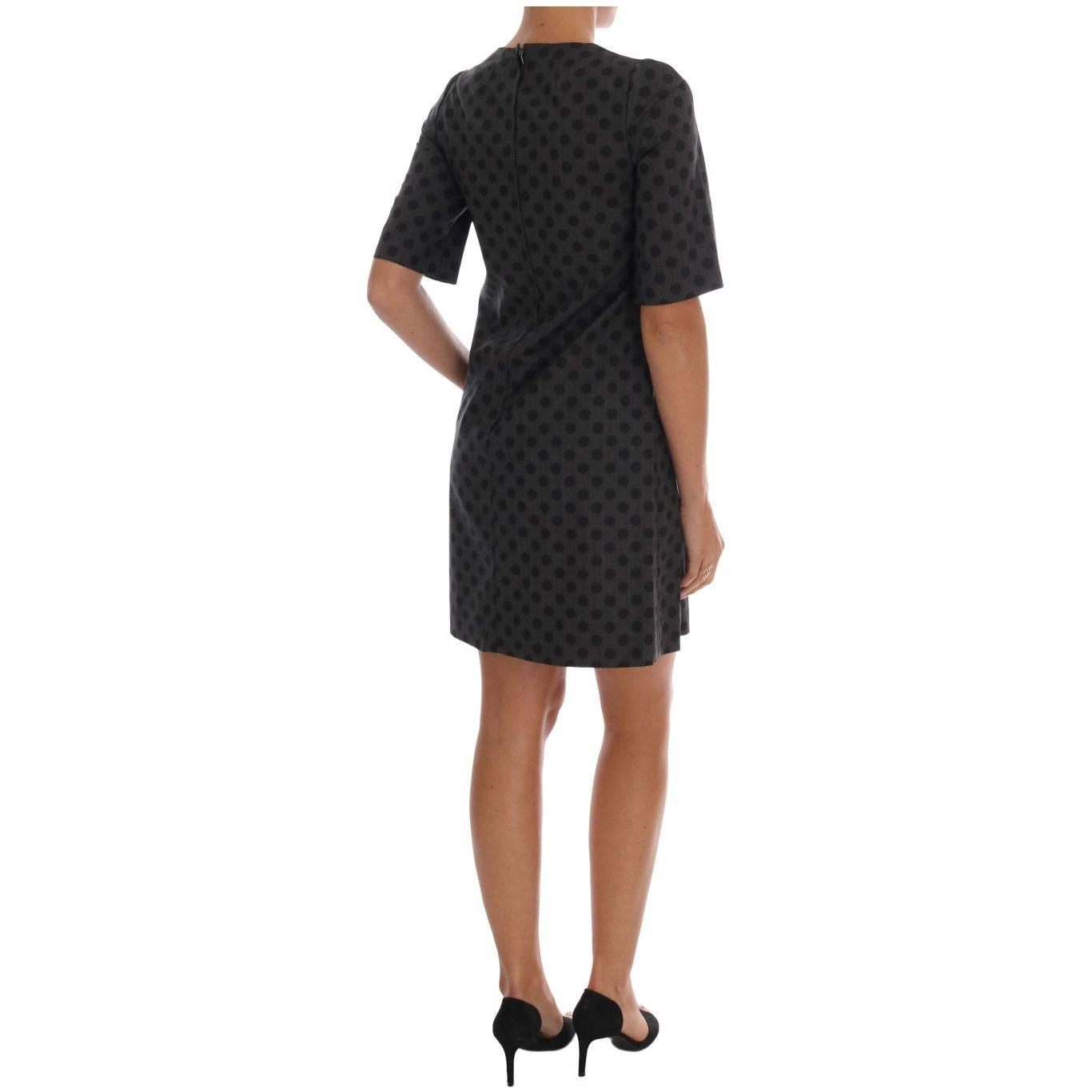 Dolce & Gabbana Elegant Polka Dot Wool Blend Dress Dolce & Gabbana Rosy Brown