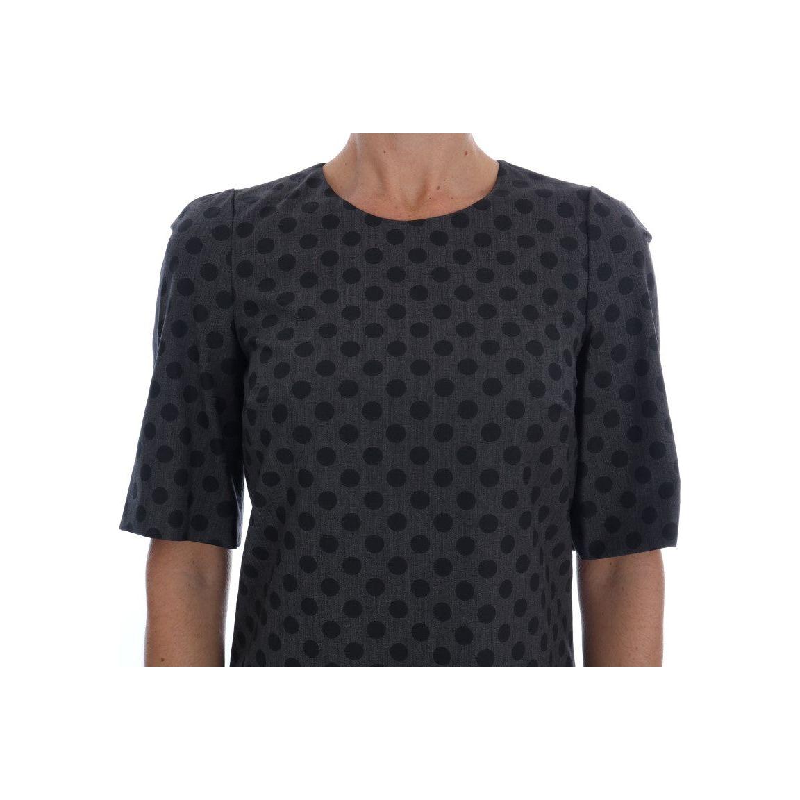 Dolce & Gabbana Elegant Polka Dot Wool Blend Dress Dolce & Gabbana Dark Slate Gray