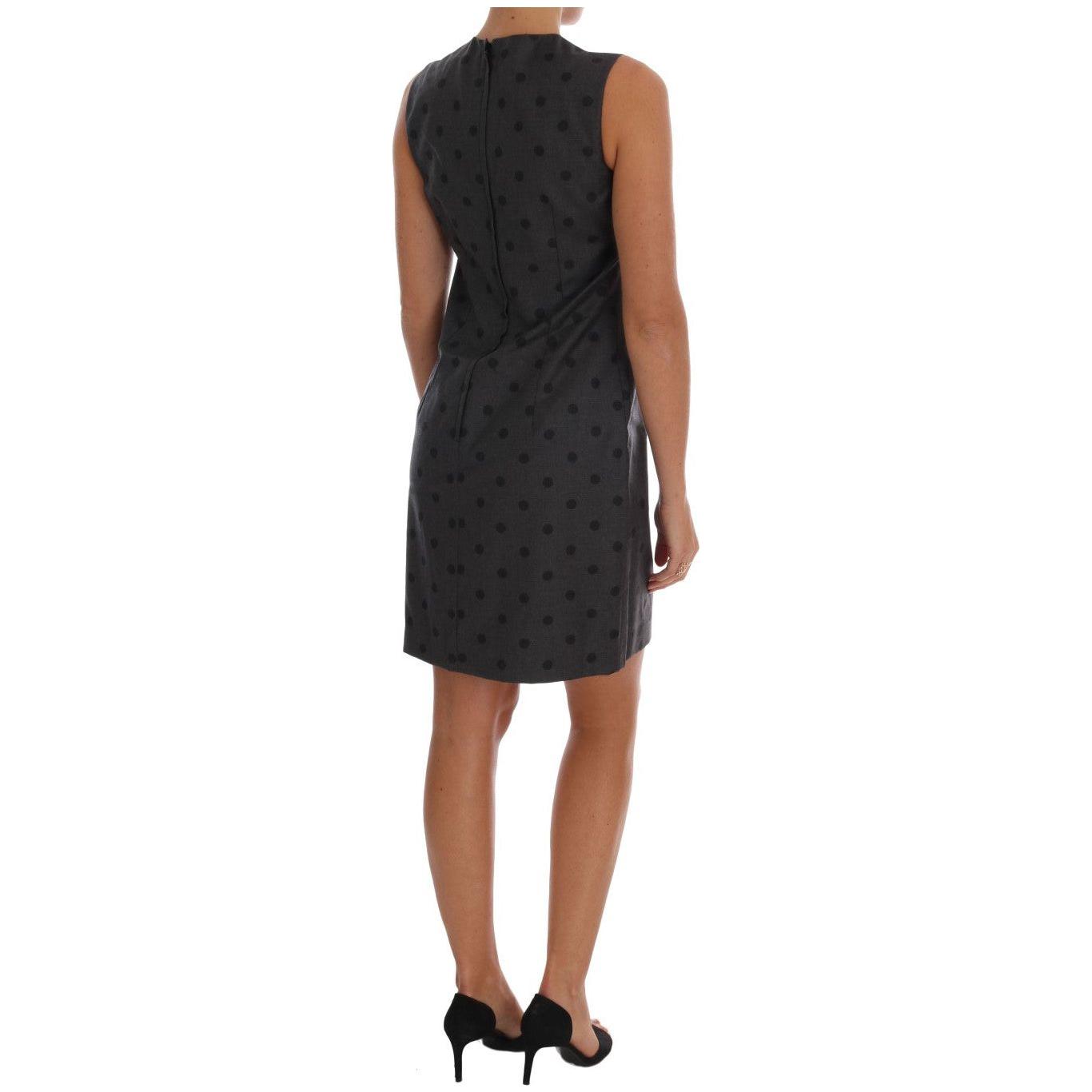 Dolce & Gabbana Chic Sleeveless Polka Dot Wool Dress Dolce & Gabbana Rosy Brown