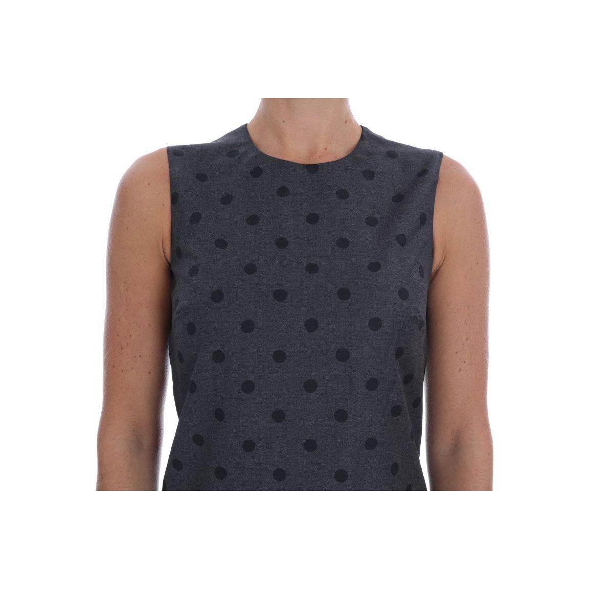 Dolce & Gabbana Chic Sleeveless Polka Dot Wool Dress Dolce & Gabbana Dark Slate Gray