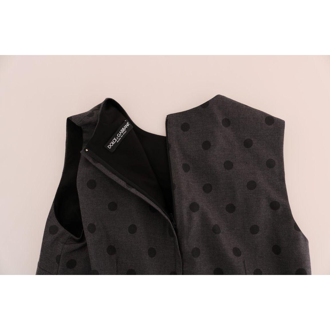 Dolce & Gabbana Chic Sleeveless Polka Dot Wool Dress Dolce & Gabbana Dark Slate Gray