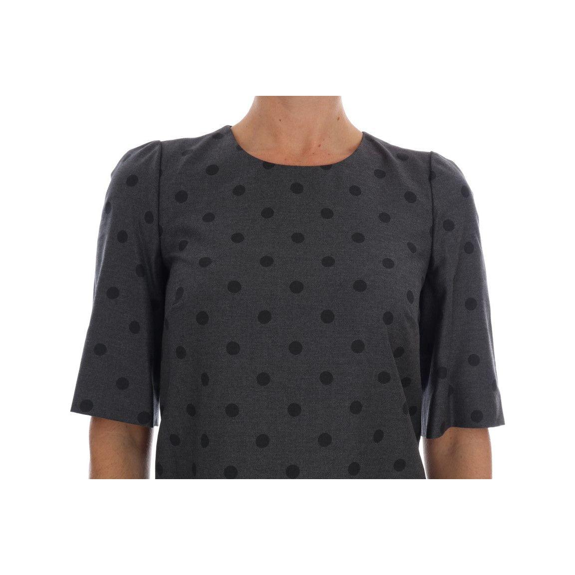 Dolce & Gabbana Chic Polka Dotted Wool Dress Dolce & Gabbana Dark Slate Gray