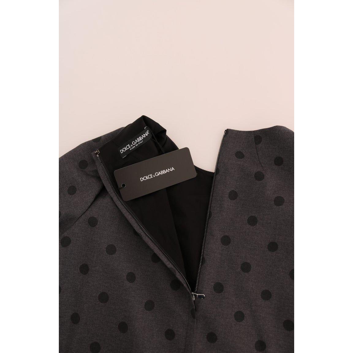Dolce & Gabbana Chic Polka Dotted Wool Dress Dolce & Gabbana Dark Slate Gray