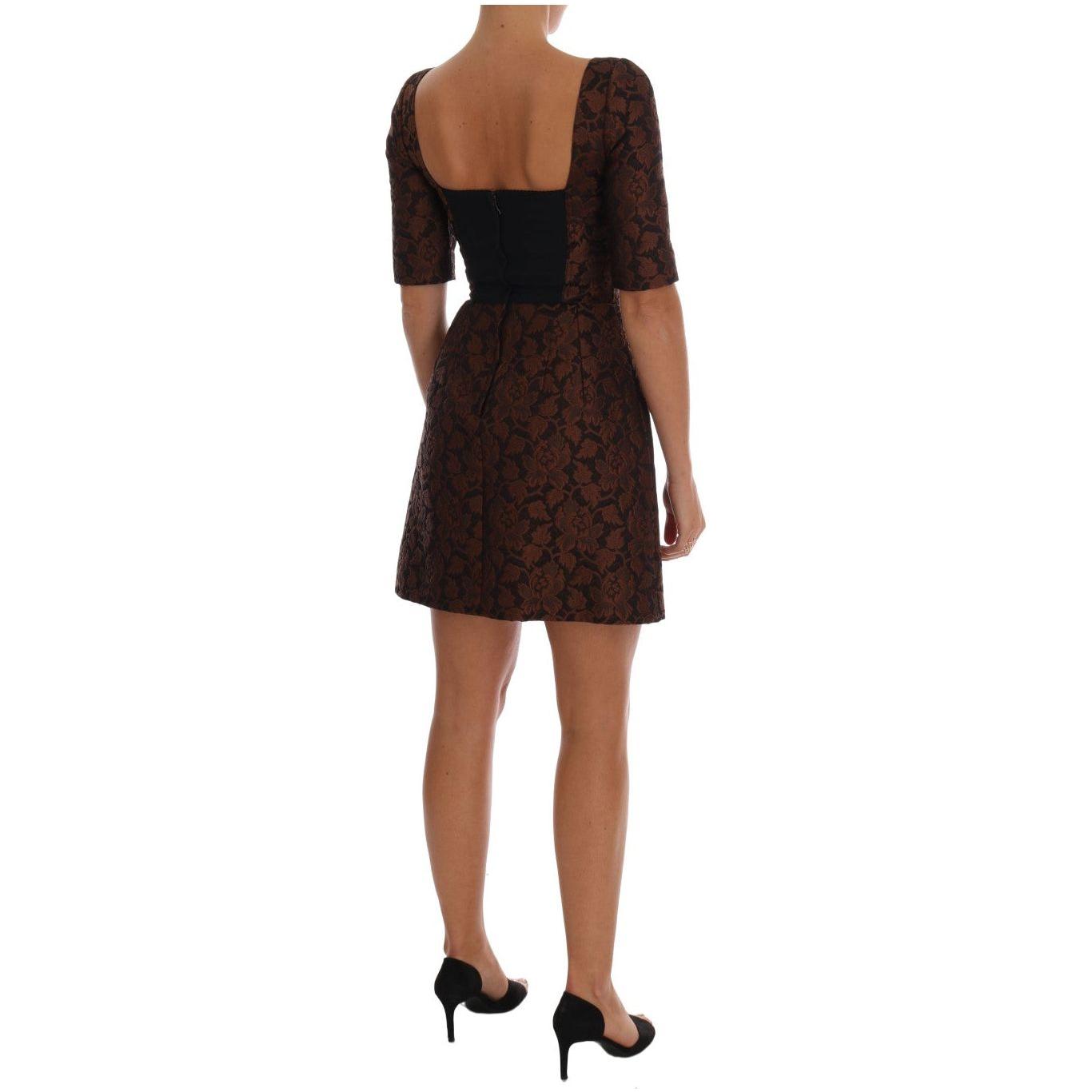 Dolce & Gabbana Chic Brown Mini Wool Blend Dress Dresses Dolce & Gabbana Rosy Brown