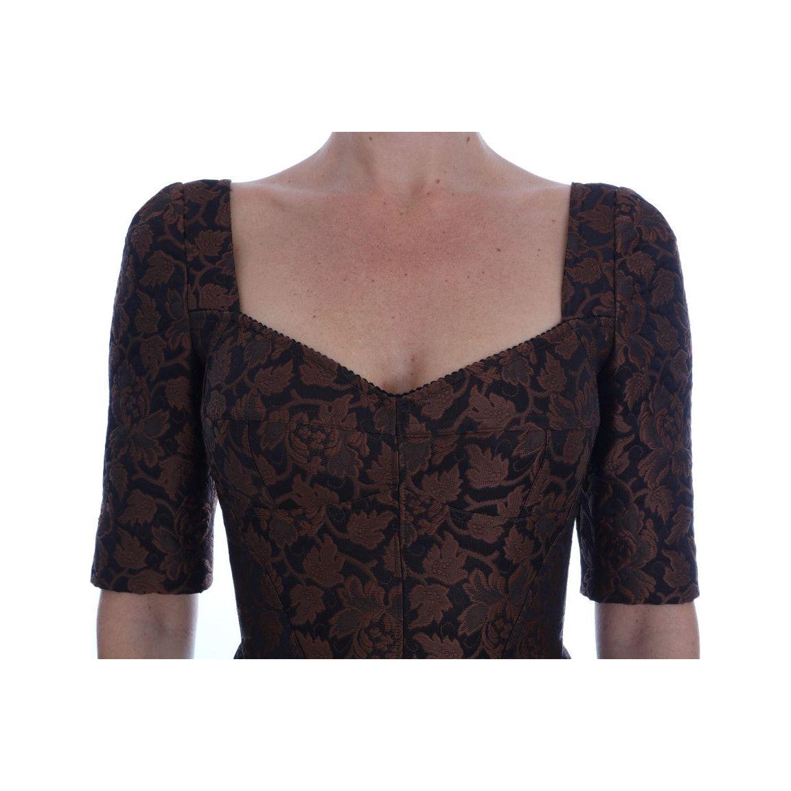 Dolce & Gabbana Chic Brown Mini Wool Blend Dress Dresses Dolce & Gabbana Rosy Brown