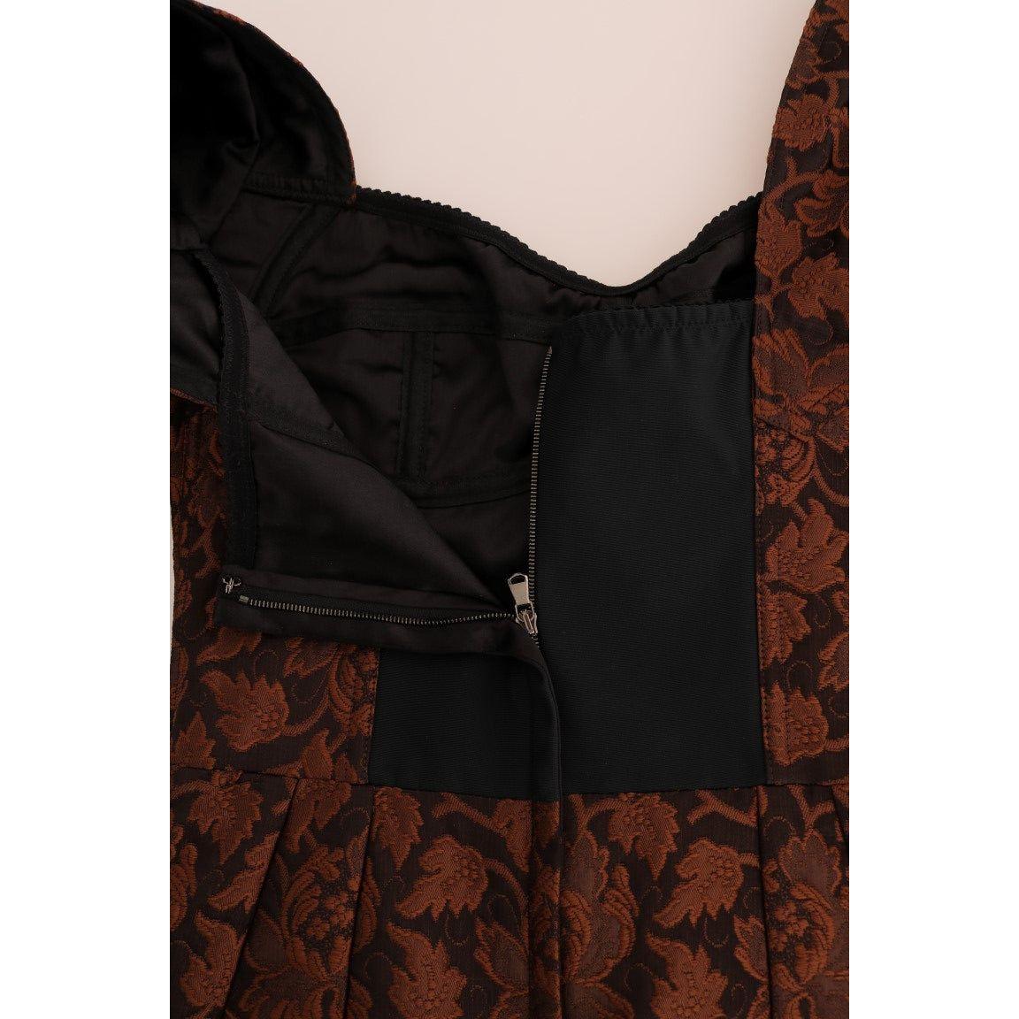 Dolce & Gabbana Chic Brown Mini Wool Blend Dress Dresses Dolce & Gabbana Black