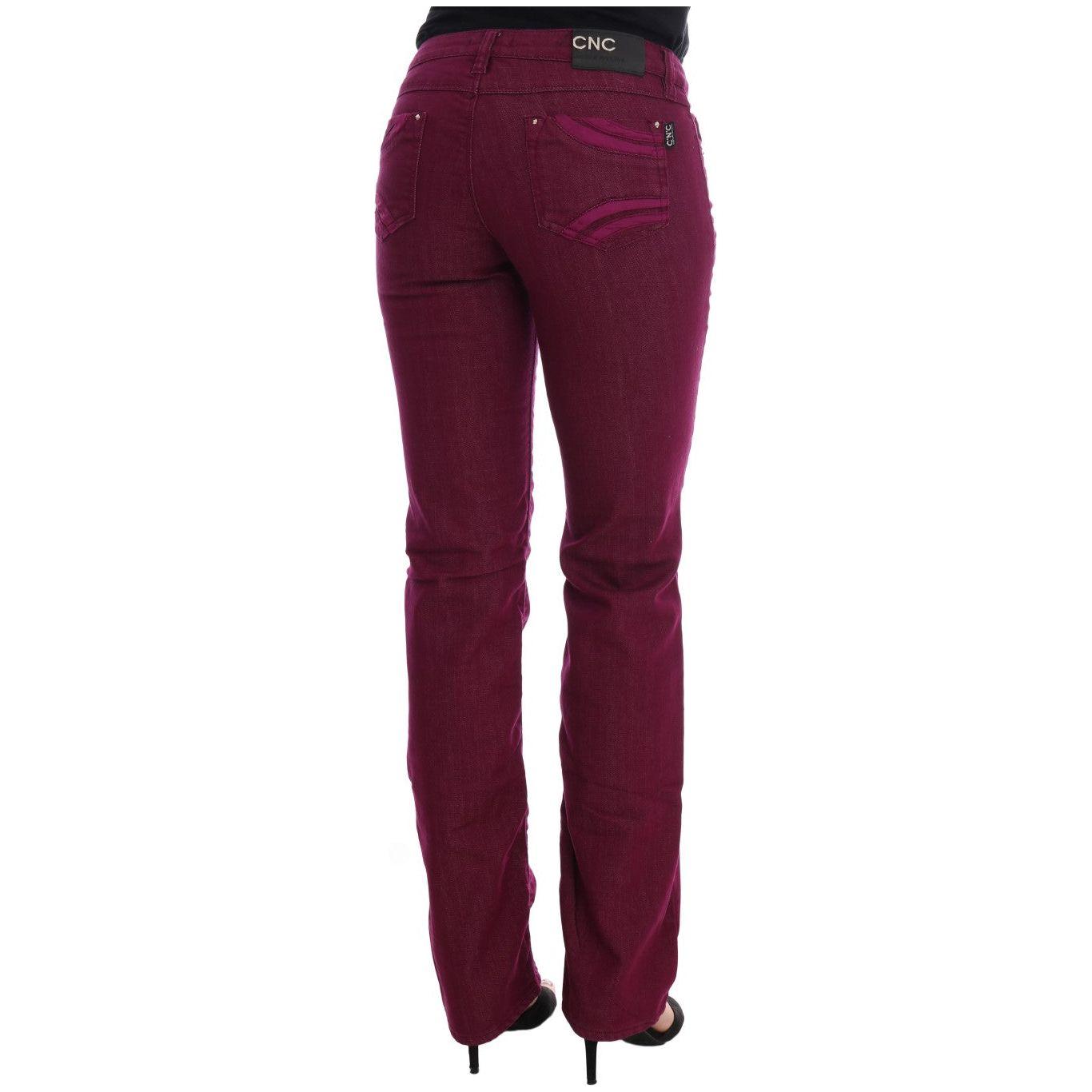 Costume National Sleek Red Straight Fit Luxury Jeans Costume National Dark Slate Gray