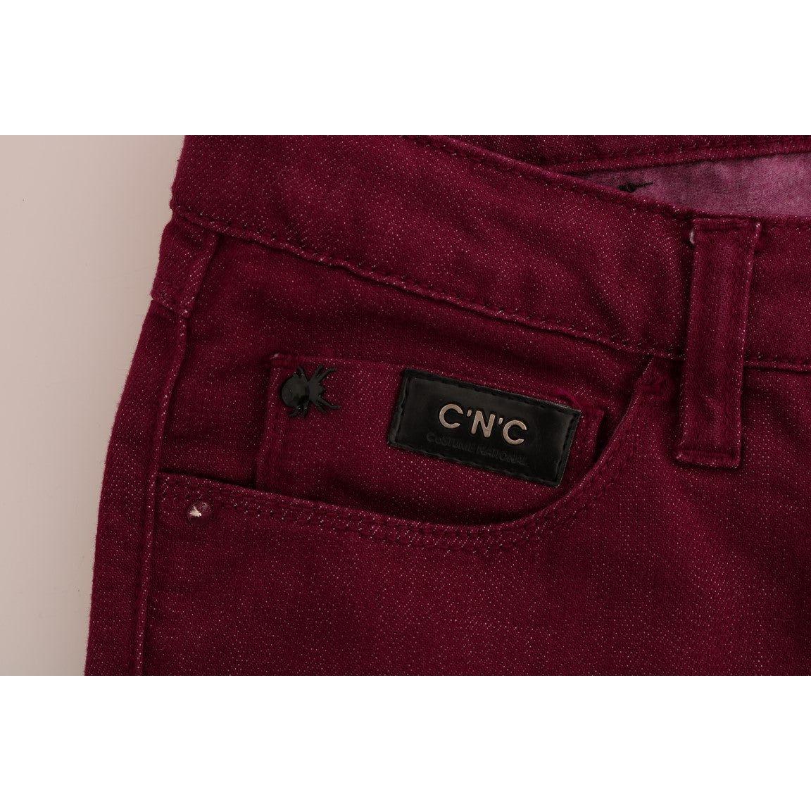 Costume National Sleek Red Straight Fit Luxury Jeans Costume National Black