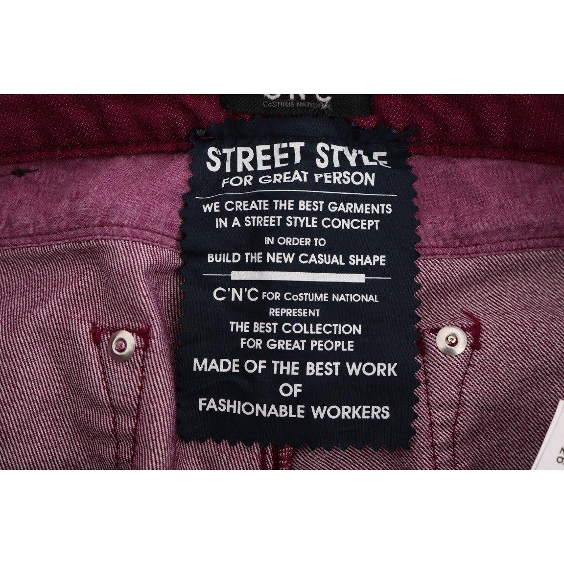 Costume National Sleek Red Straight Fit Luxury Jeans Costume National Black