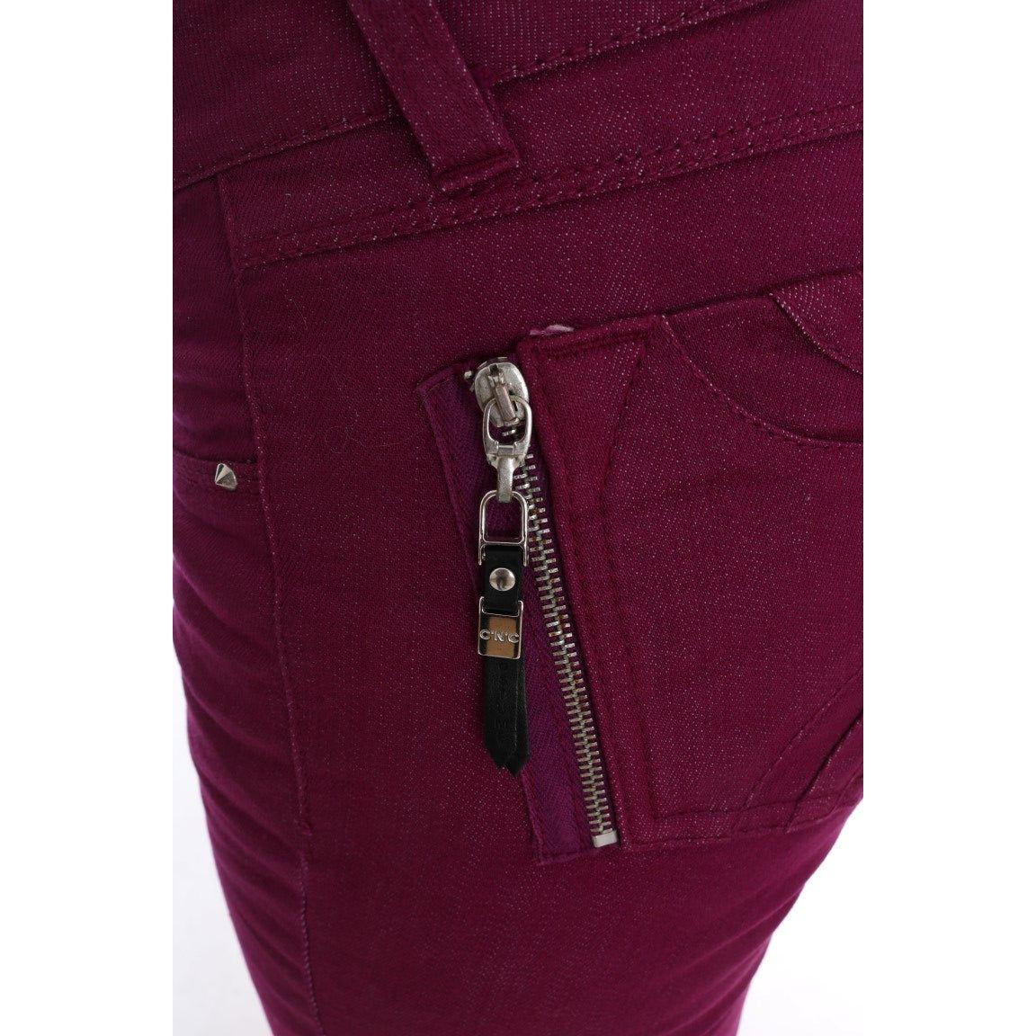 Costume National Elegant Purple Super Slim Jeans Costume National Dark Red