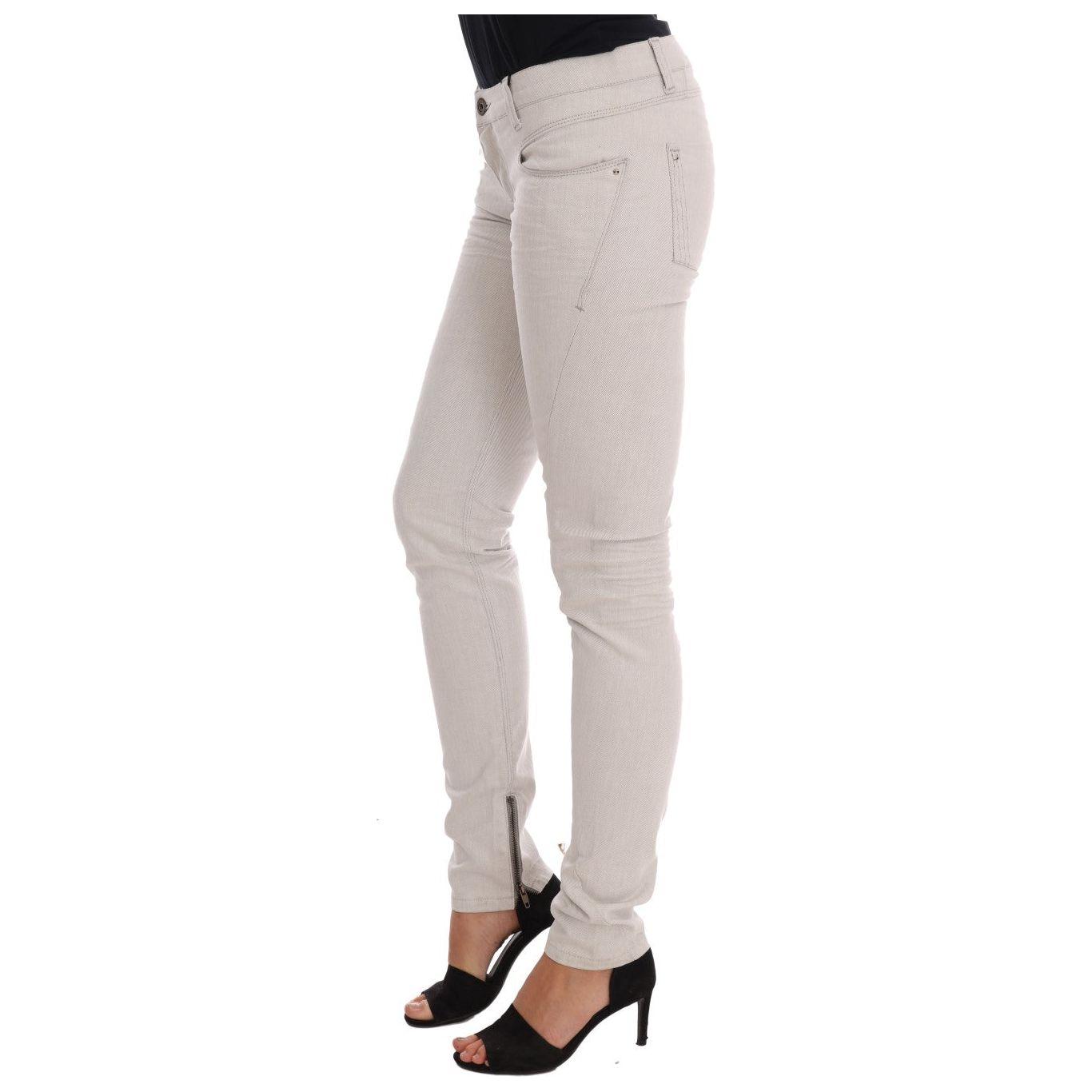 Costume National Chic White Slim-Fit Stretch Jeans Costume National Gray