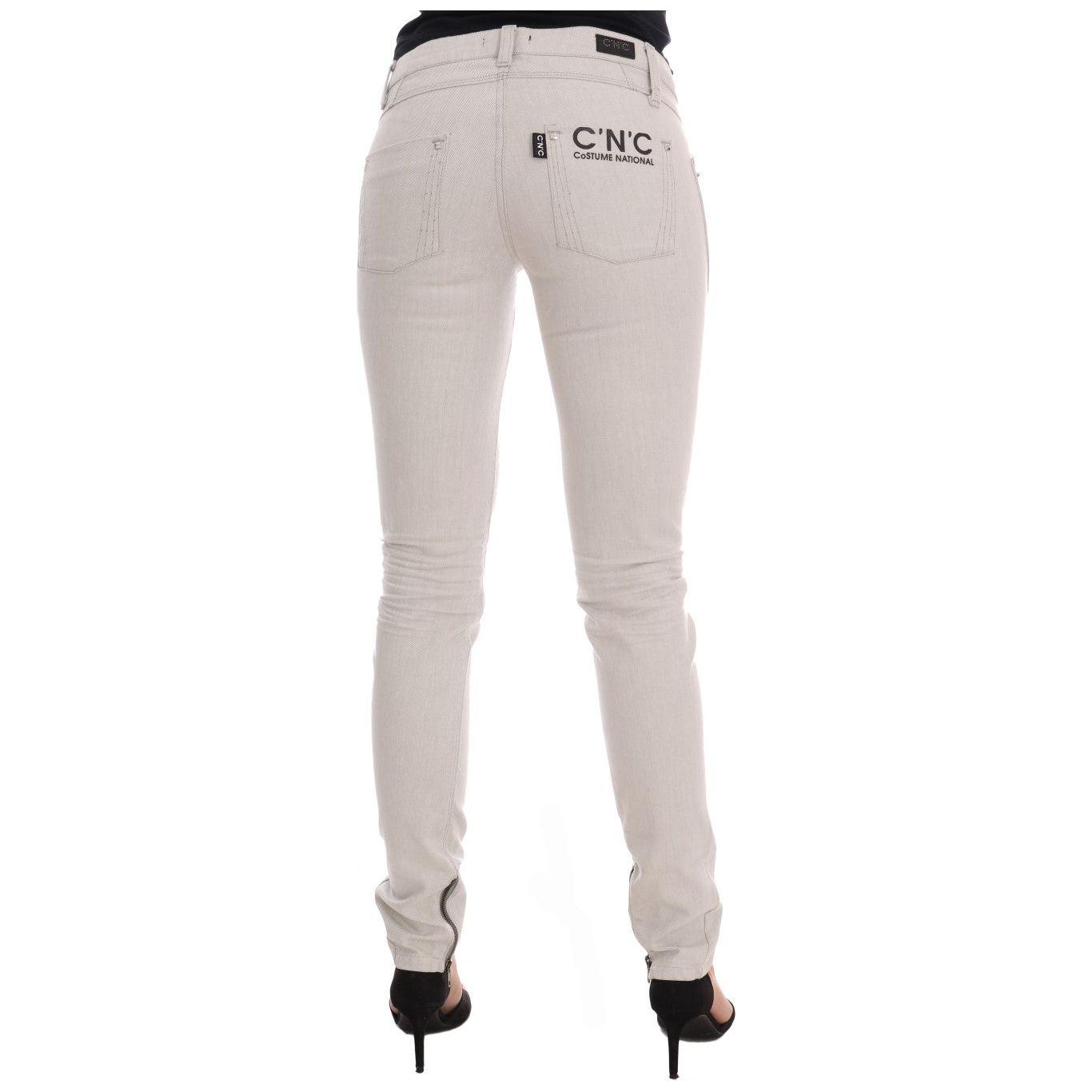 Costume National Chic White Slim-Fit Stretch Jeans Costume National Gray