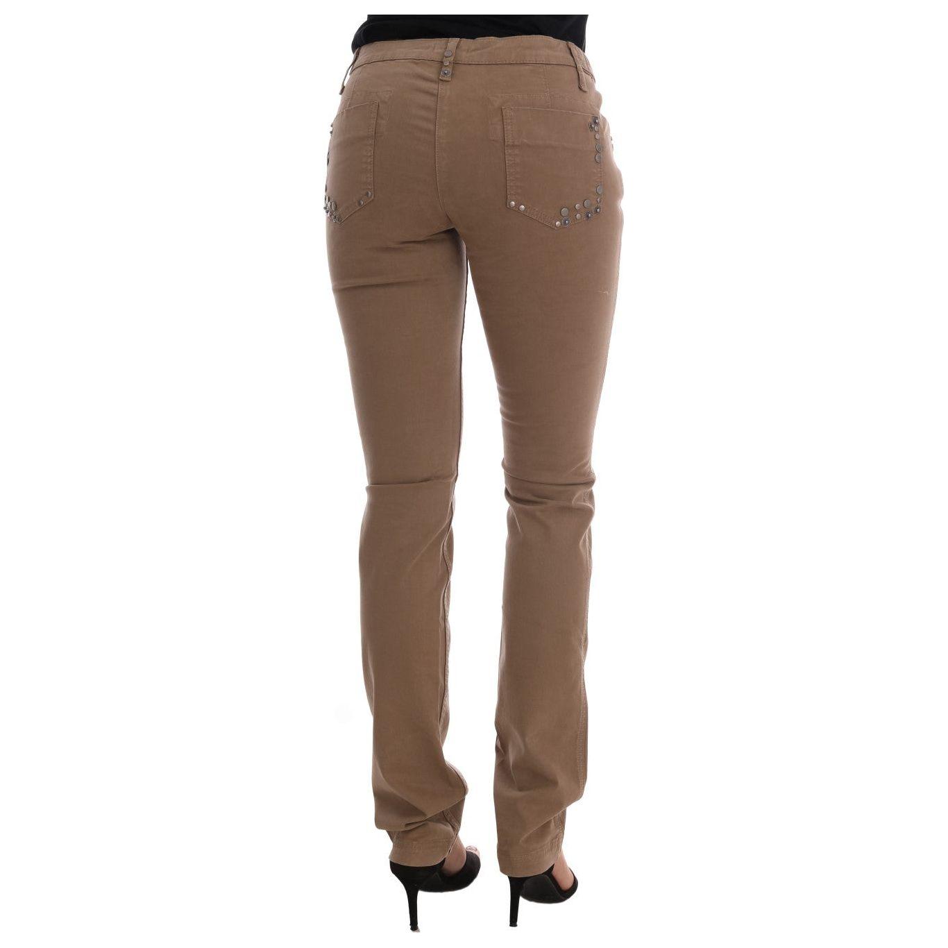 Costume National Beige Super Slim Fit Designer Jeans Jeans & Pants Costume National Dim Gray