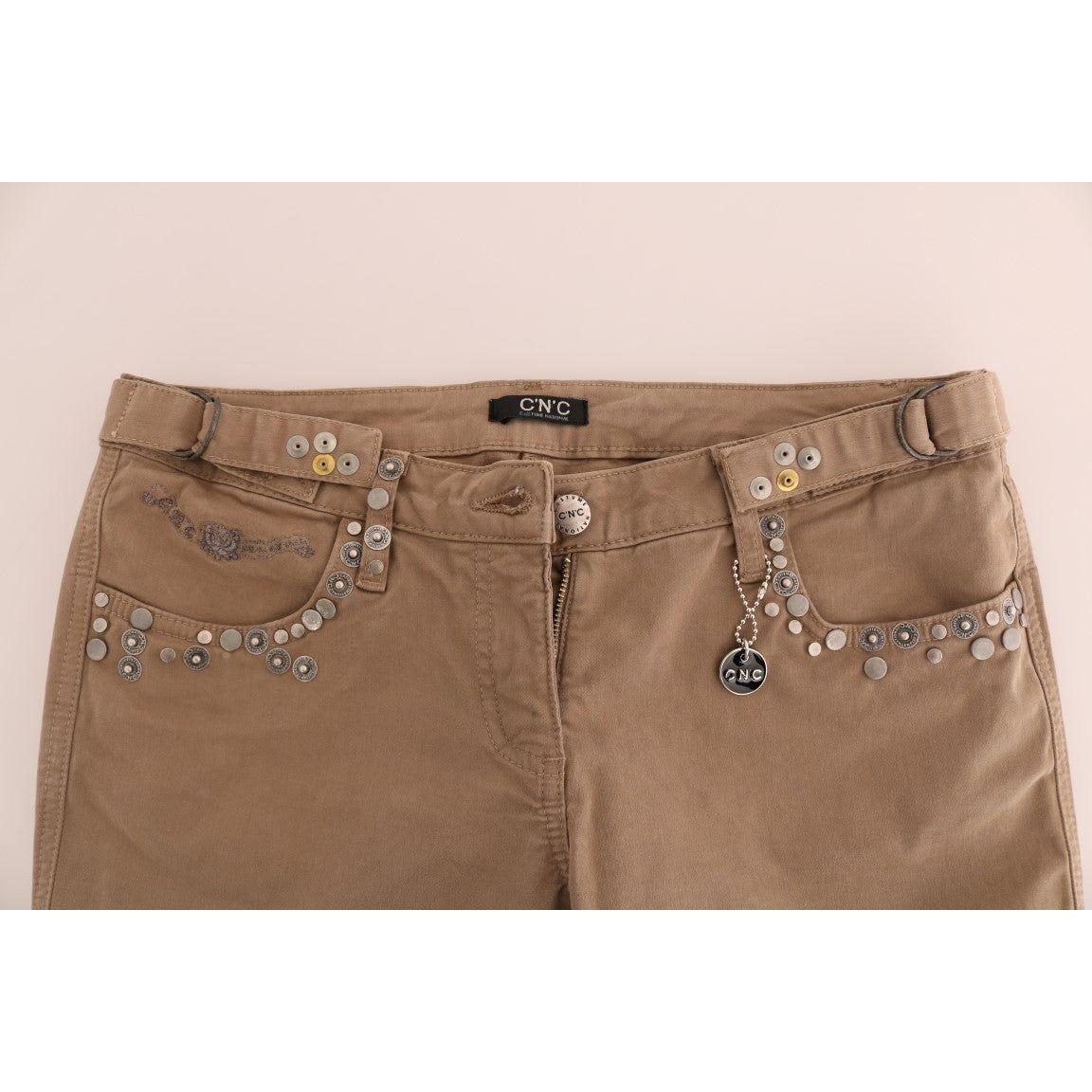 Costume National Beige Super Slim Fit Designer Jeans Jeans & Pants Costume National Dim Gray