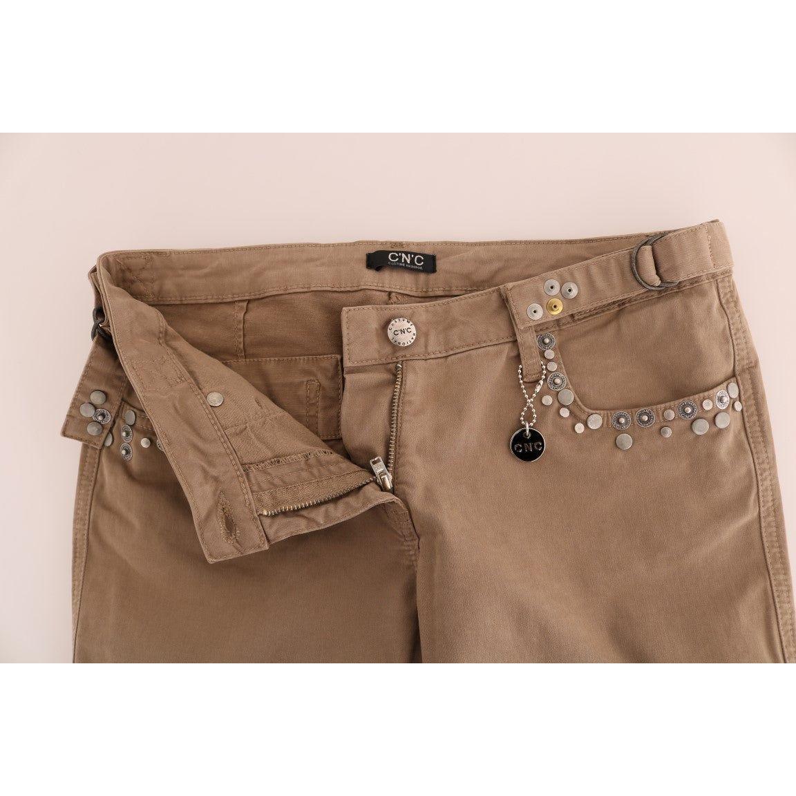 Costume National Beige Super Slim Fit Designer Jeans Jeans & Pants Costume National Dim Gray