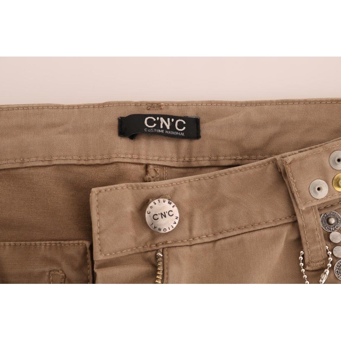 Costume National Beige Super Slim Fit Designer Jeans Jeans & Pants Costume National Dim Gray