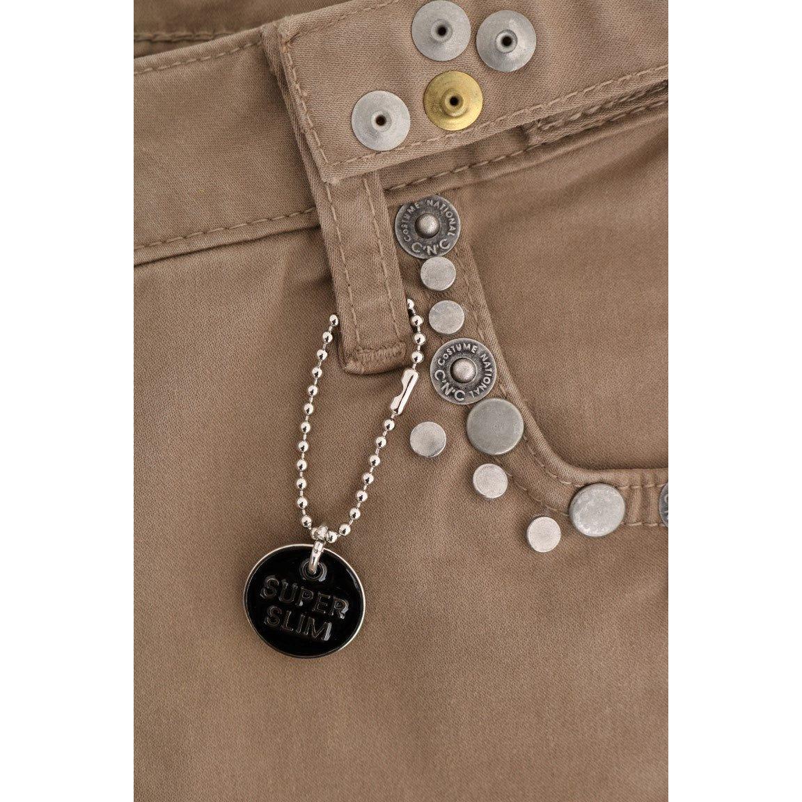 Costume National Beige Super Slim Fit Designer Jeans Jeans & Pants Costume National Dim Gray