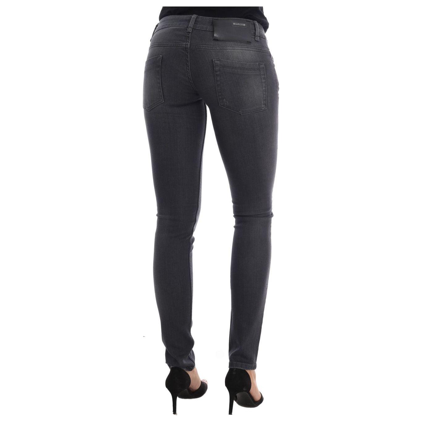 Acht Sleek Gray Slim-Fit Designer Jeans Acht Dark Slate Gray