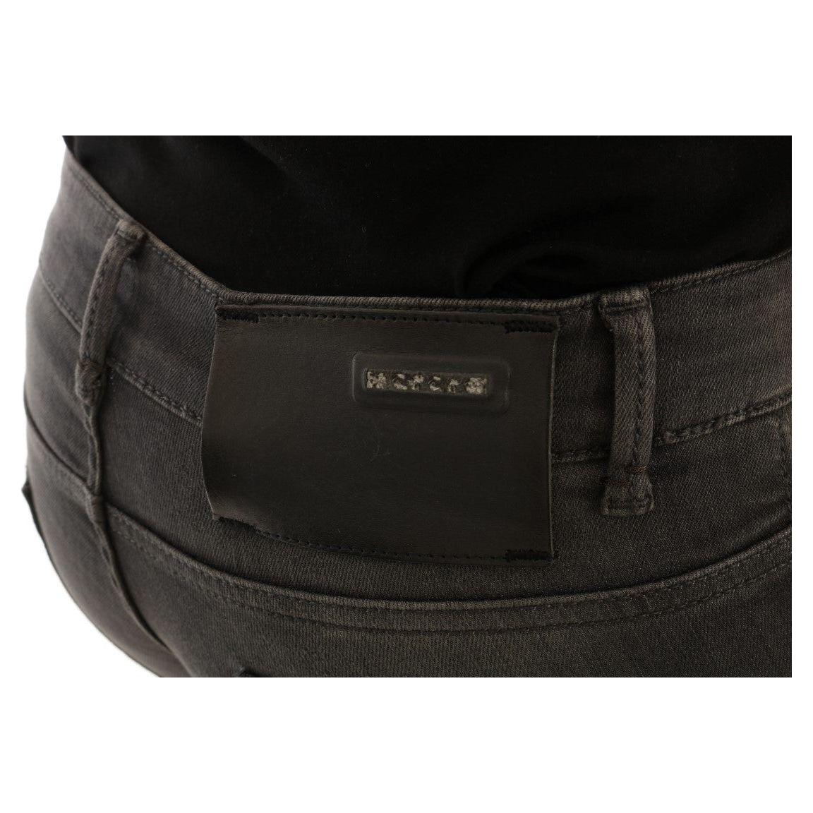 Acht Sleek Gray Slim-Fit Designer Jeans Acht Black