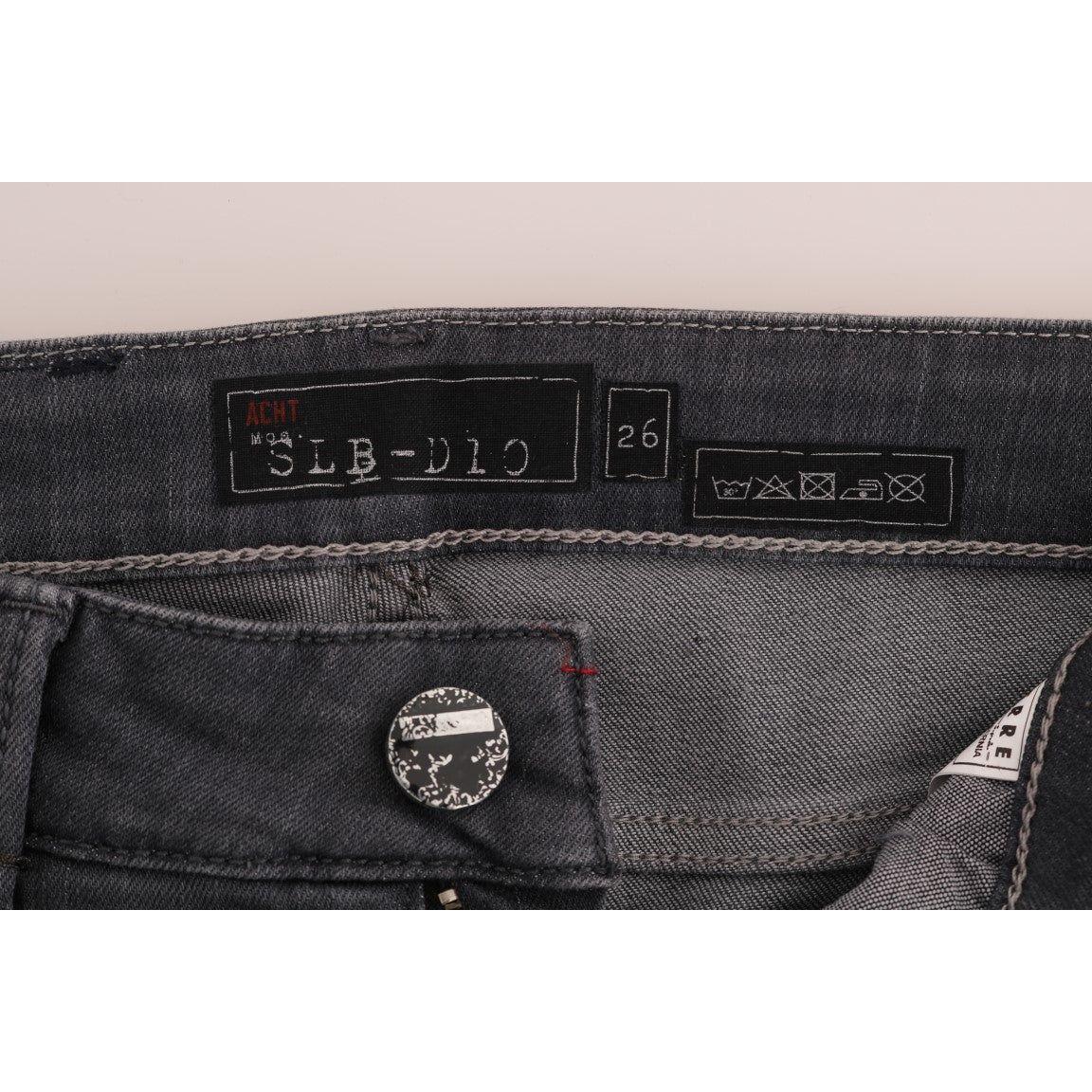 Acht Sleek Gray Slim-Fit Designer Jeans Acht Dark Slate Gray