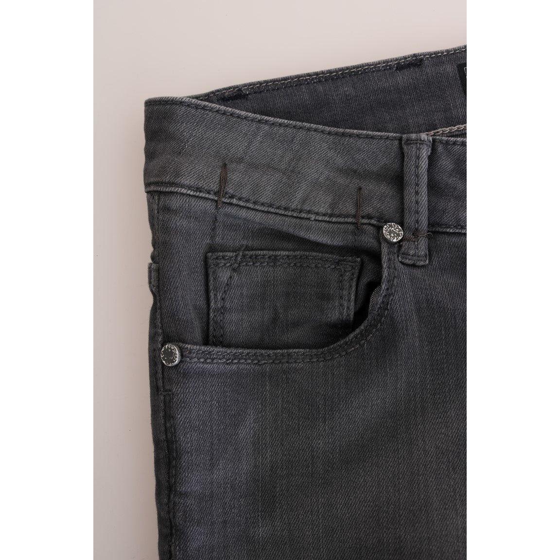 Acht Sleek Gray Slim-Fit Designer Jeans Acht Dark Slate Gray