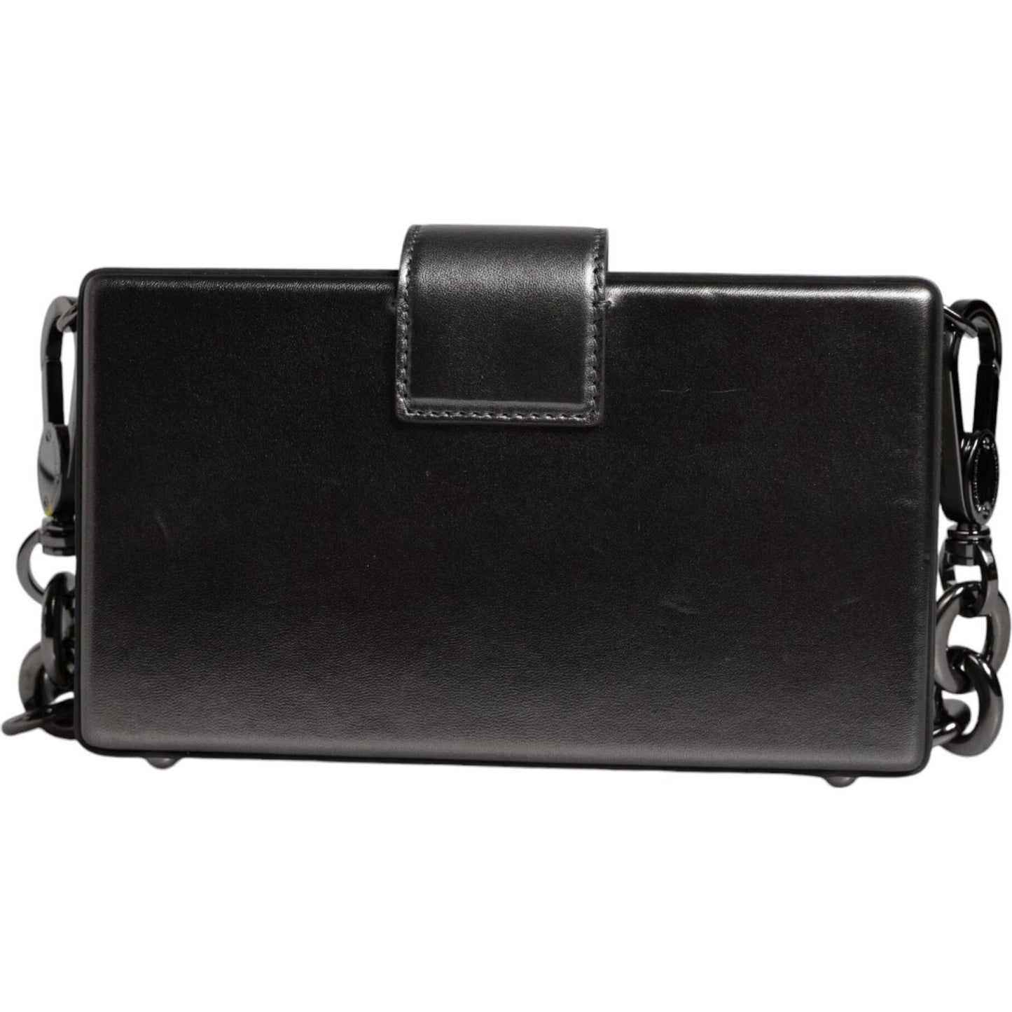 Dolce & Gabbana Metallic Gray DG BOX Leather Shoulder Chain Strap Bag Dolce & Gabbana Black