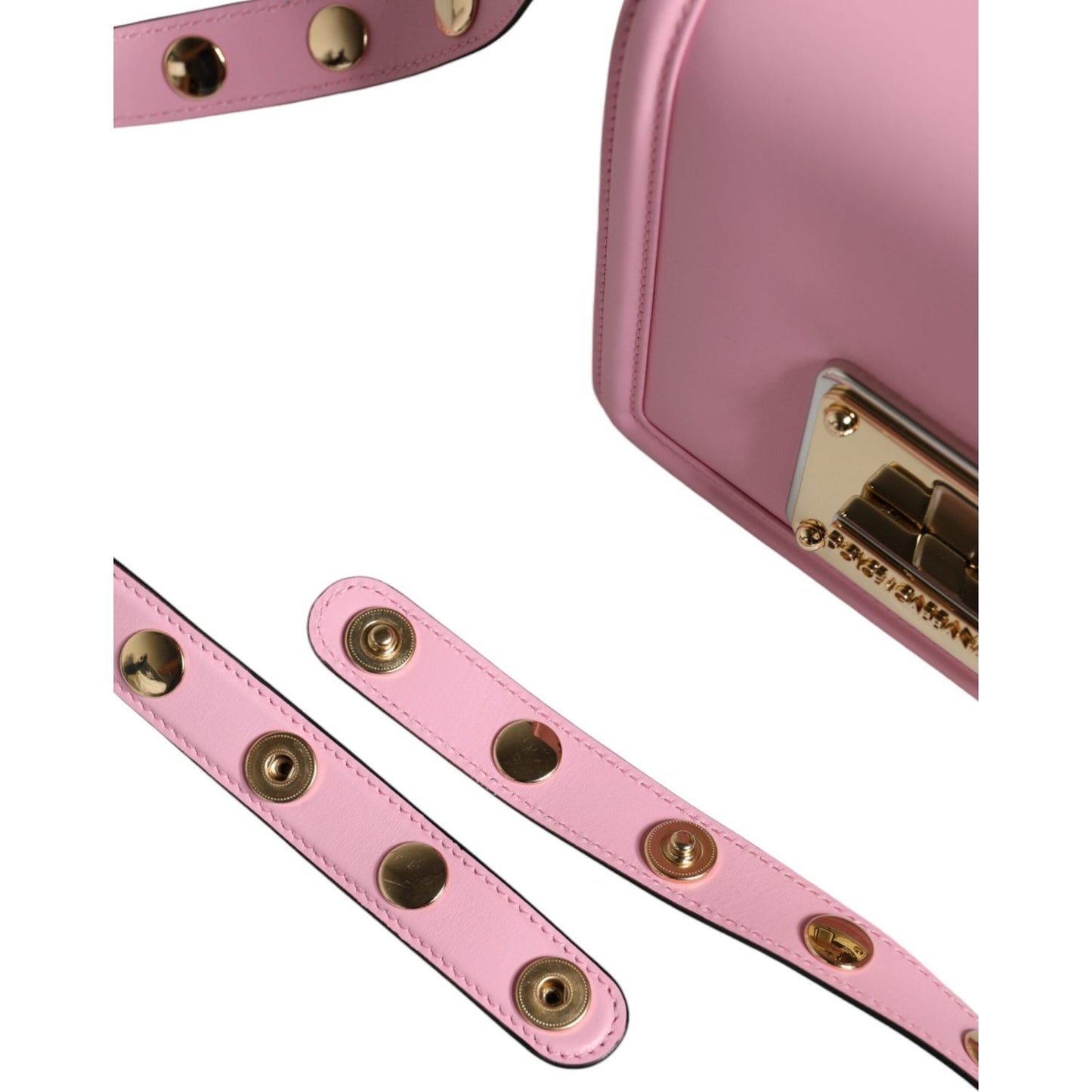 Dolce & Gabbana Baby Pink LOLA Leather Studded Crossbody Strap Bag Dolce & Gabbana Rosy Brown