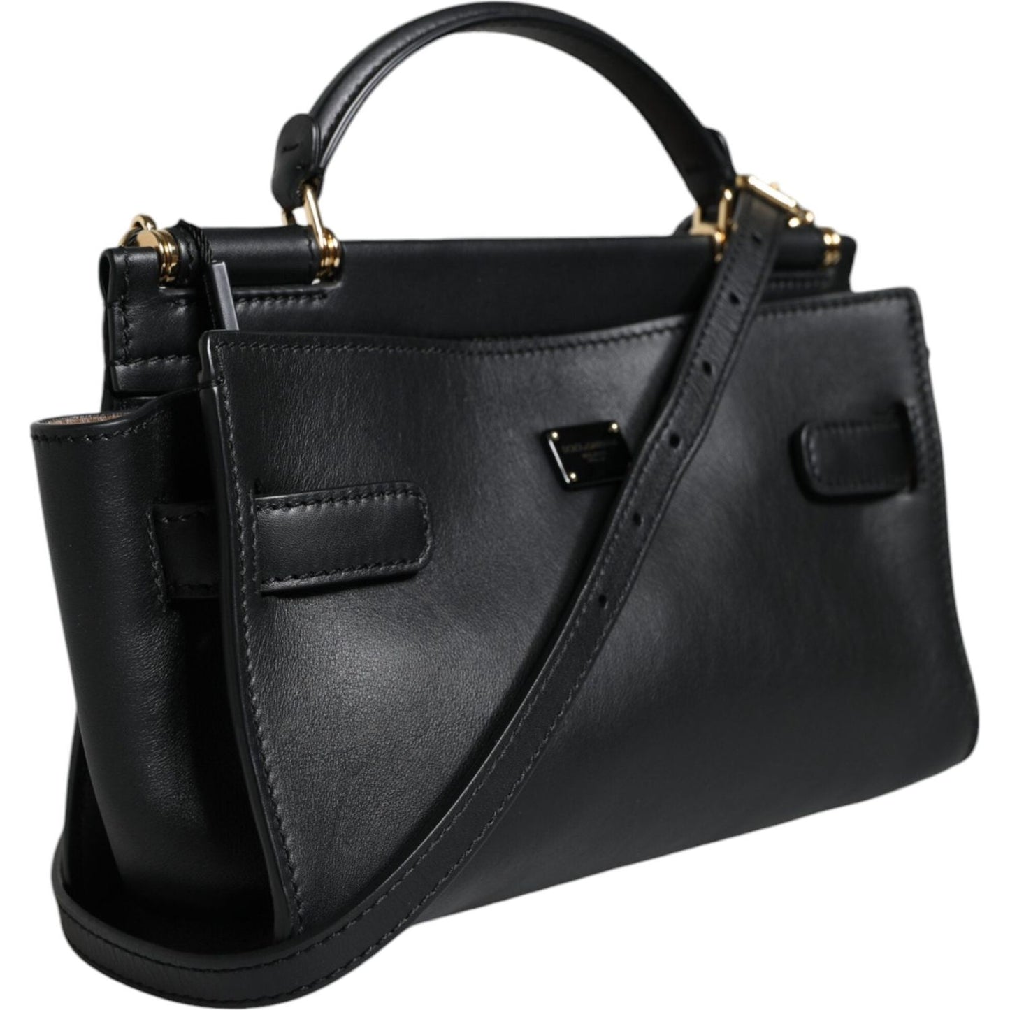 Dolce & Gabbana Black Leather SICILY Top Handle Crossbody Bag Dolce & Gabbana Dark Slate Gray