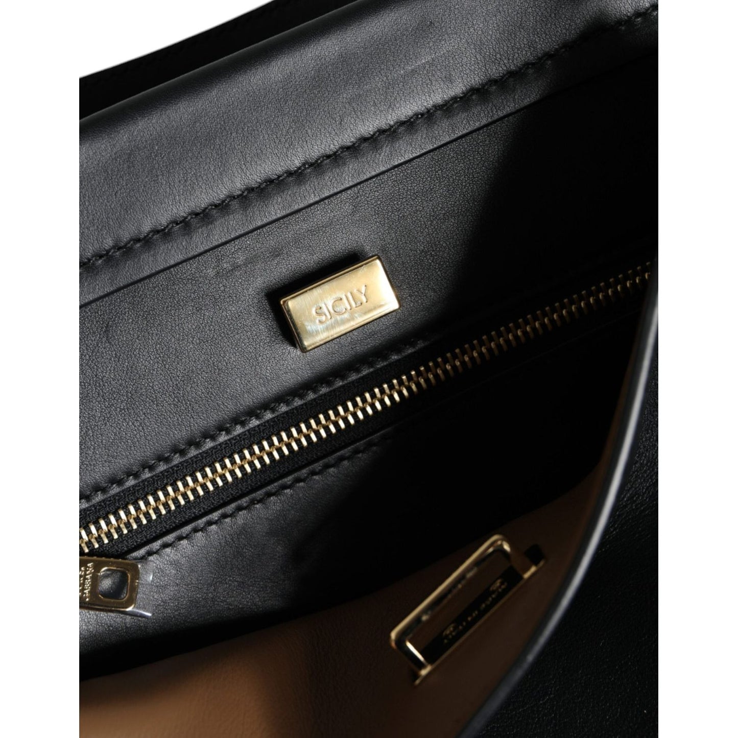 Dolce & Gabbana Black Leather SICILY Top Handle Crossbody Bag Dolce & Gabbana Black