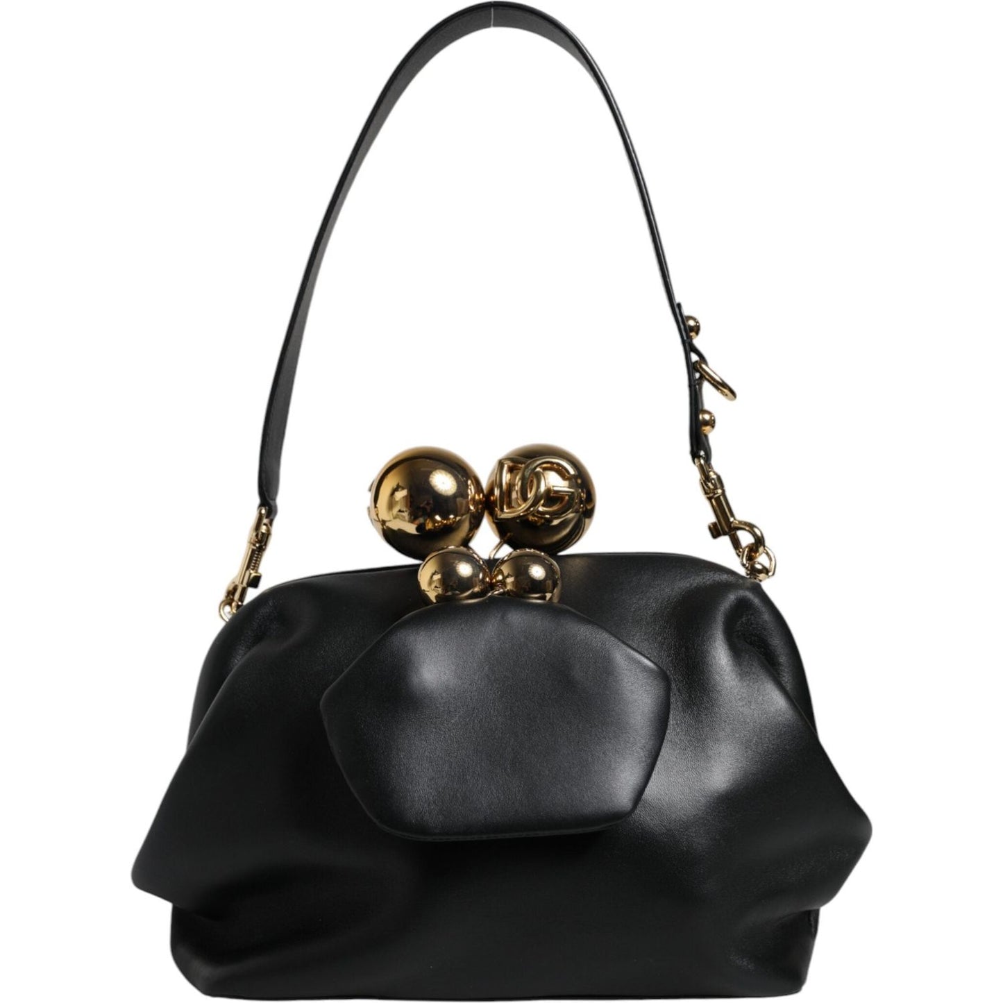 Dolce & Gabbana Black Calfskin Leather Shoulder Clutch Bag Dolce & Gabbana Black
