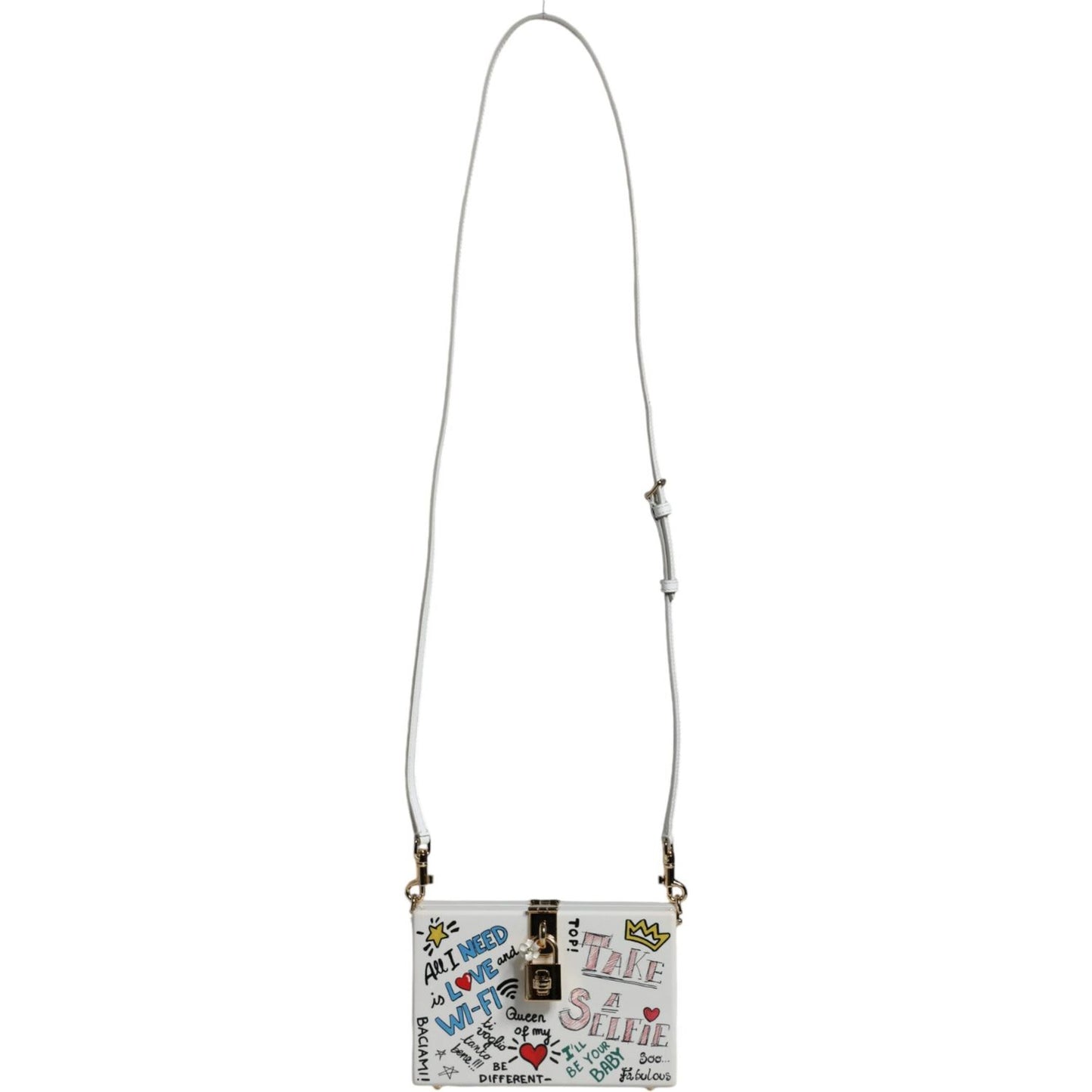 Dolce & Gabbana White Graffiti Print Clutch Crossbody Bag Dolce & Gabbana Gray