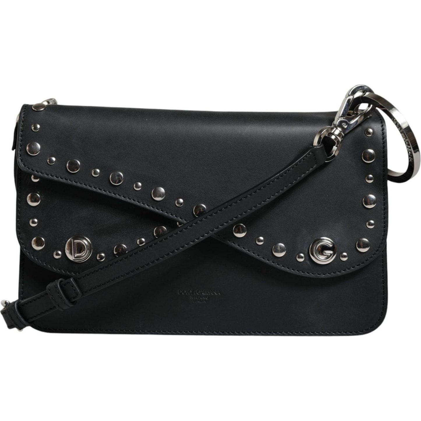 Dolce & Gabbana Black Small Leather Studded Shoulder Crossbody Bag Dolce & Gabbana Dark Slate Gray