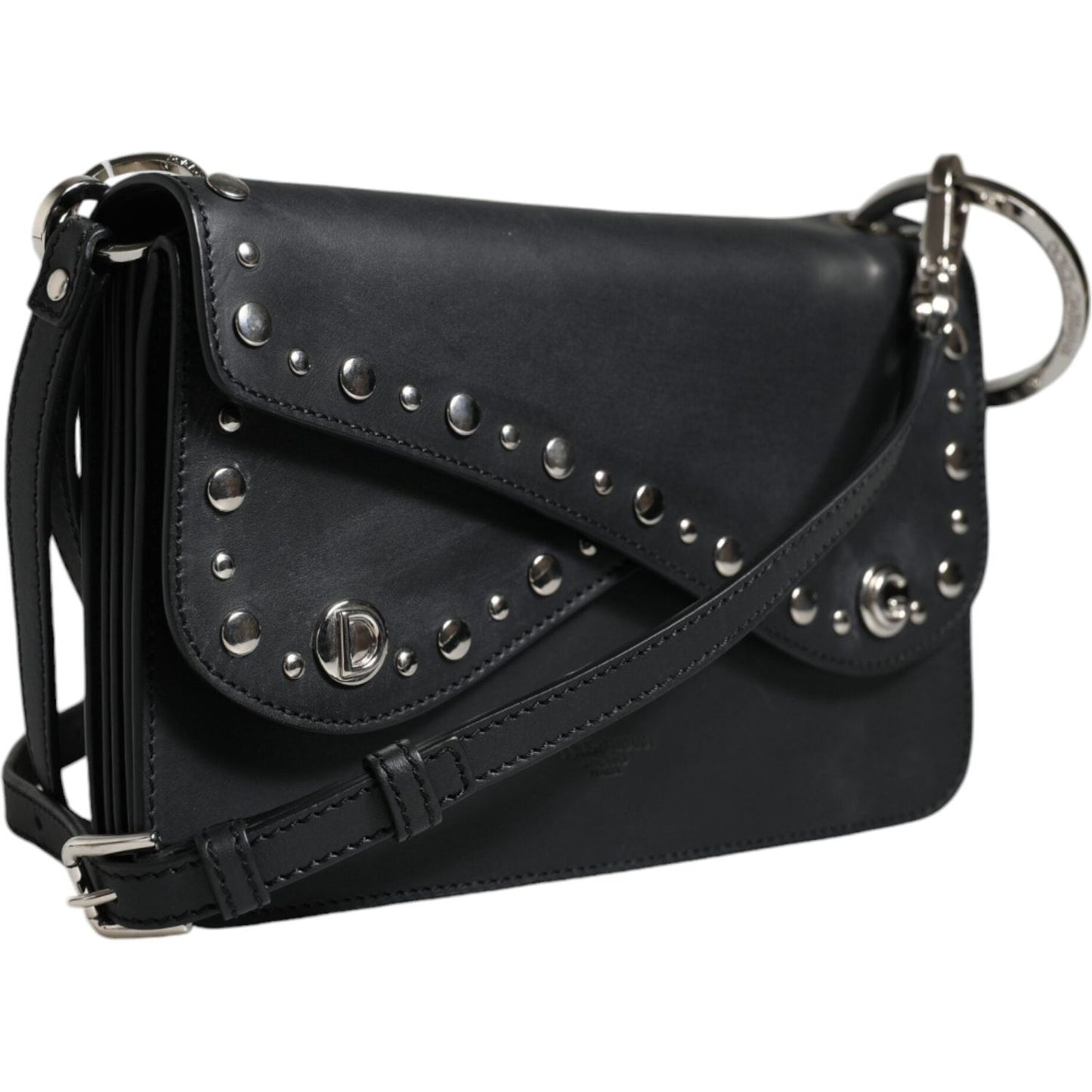Dolce & Gabbana Black Small Leather Studded Shoulder Crossbody Bag Dolce & Gabbana Dark Slate Gray