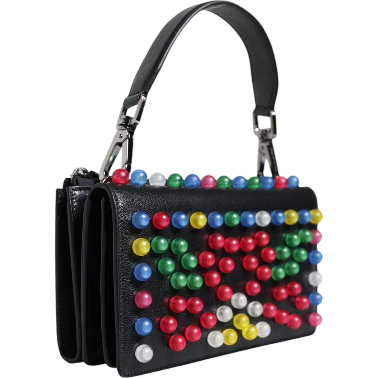 Dolce & Gabbana Black Leather Lighted Top Handle Handbag Bag Dolce & Gabbana Dark Slate Gray