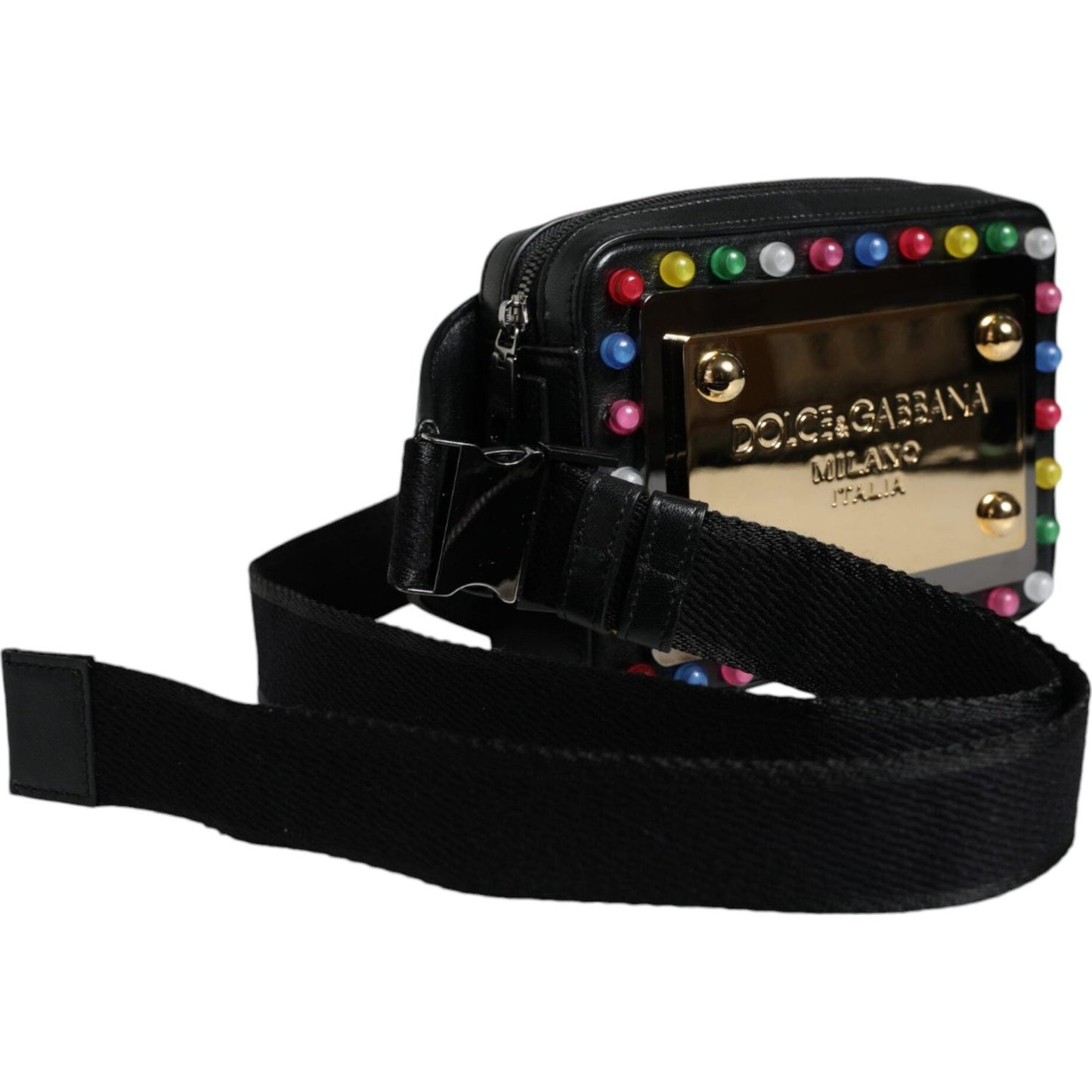 Dolce & Gabbana Black Leather LED Logo Belt Waist Fanny Pack Bag Dolce & Gabbana Black