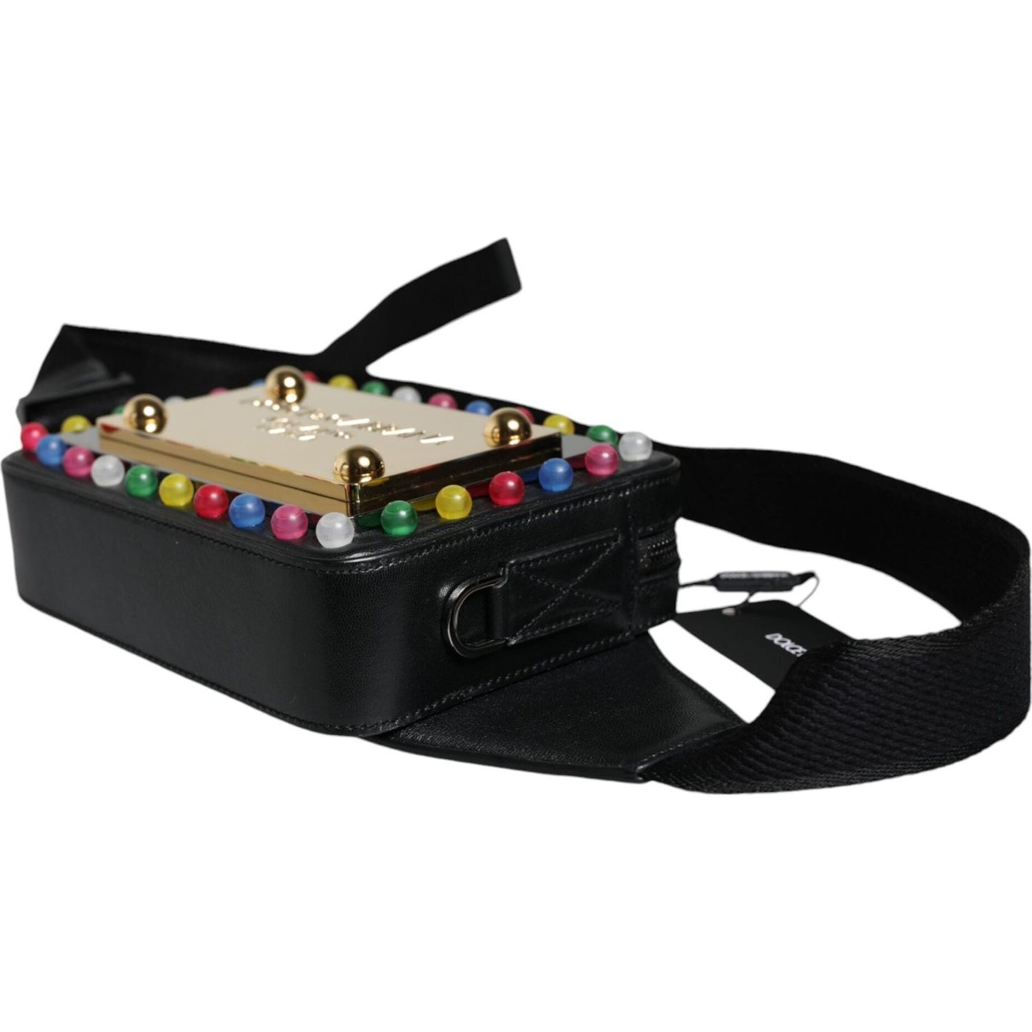 Dolce & Gabbana Black Leather LED Logo Belt Waist Fanny Pack Bag Dolce & Gabbana Black