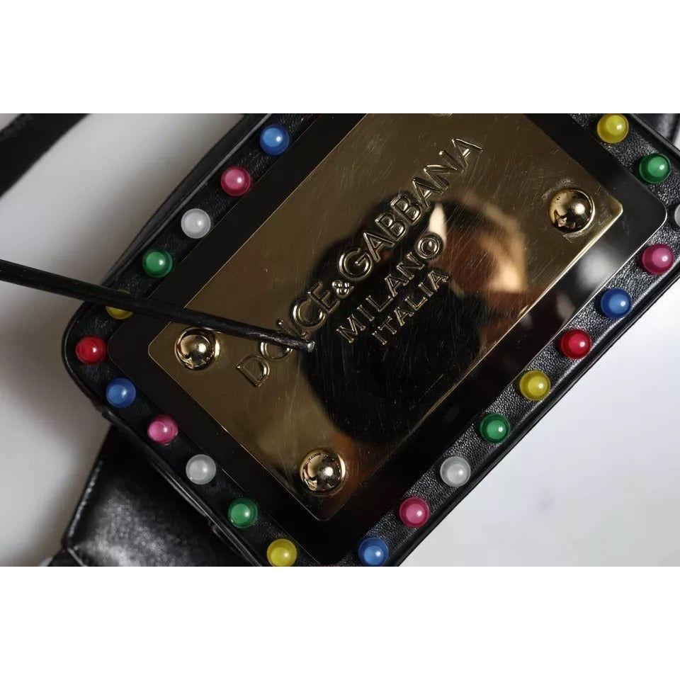Dolce & Gabbana Black Leather LED Logo Belt Waist Fanny Pack Bag Dolce & Gabbana Black