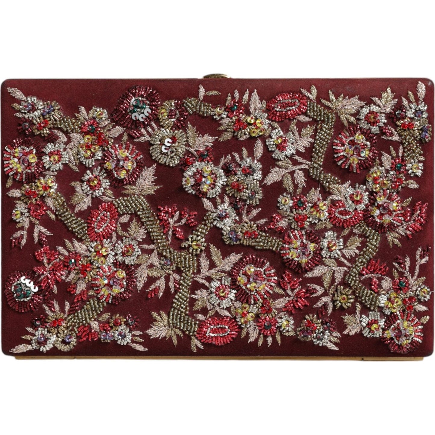 Dolce & Gabbana Bordeaux Velvet Gold Frame Clutch Evening Bag Dolce & Gabbana Dark Olive Green