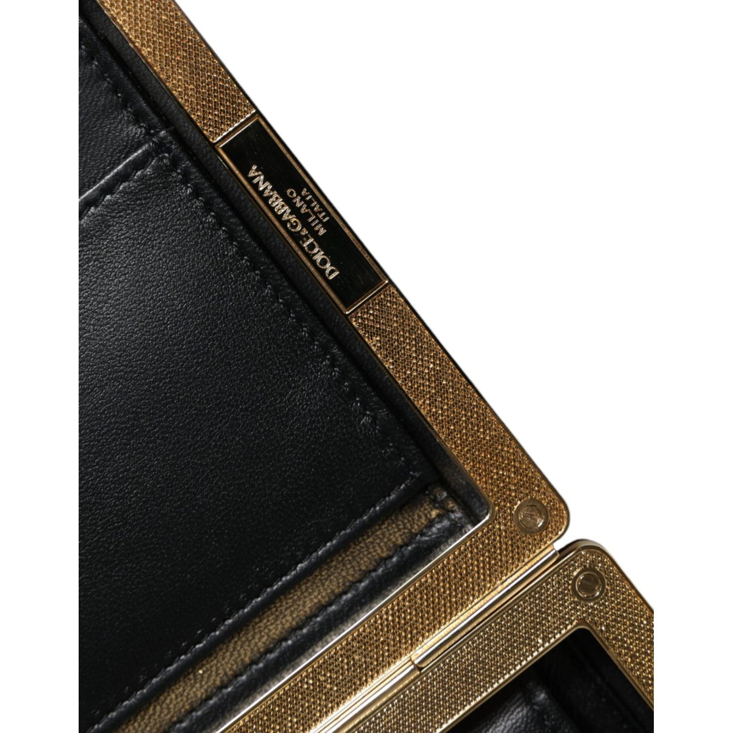 Dolce & Gabbana Bordeaux Velvet Gold Frame Clutch Evening Bag Dolce & Gabbana Black