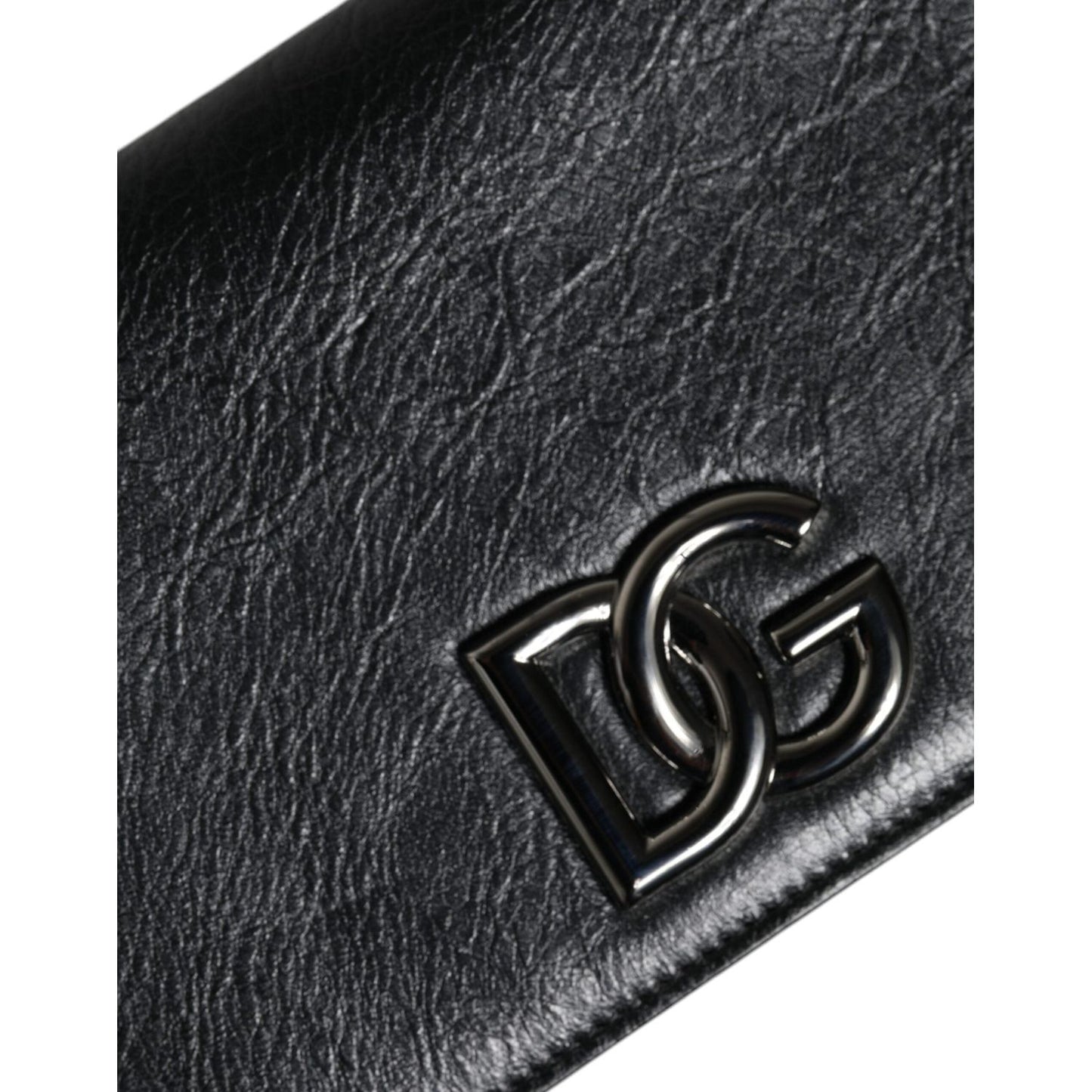 Dolce & Gabbana Black Leather DG Logo Bifold Card Slot Crossbody Bag Dolce & Gabbana Dark Slate Gray