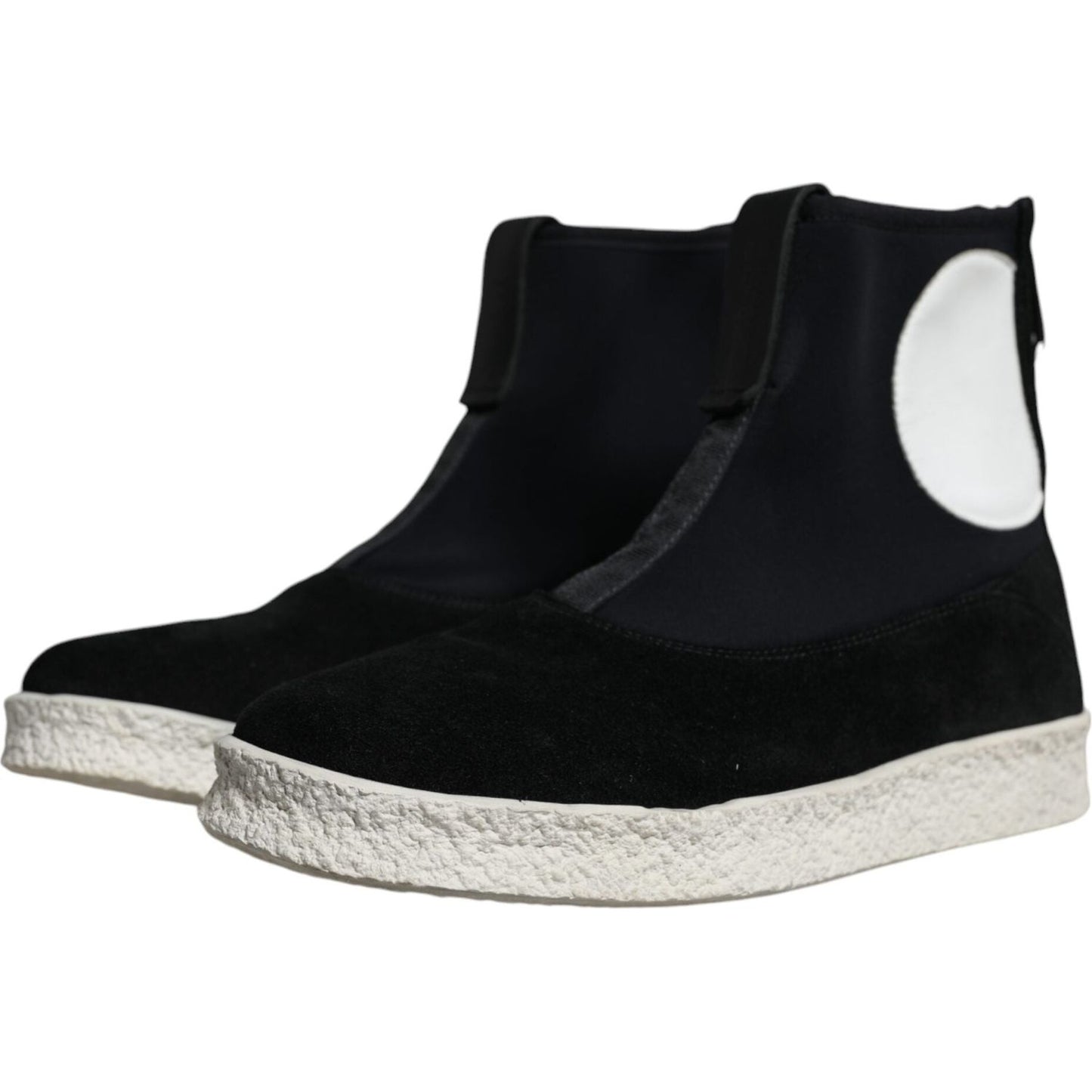 Alexander McQueen Black White Neoprene Takeshi Mid Calf Boots Shoes Alexander McQueen Black