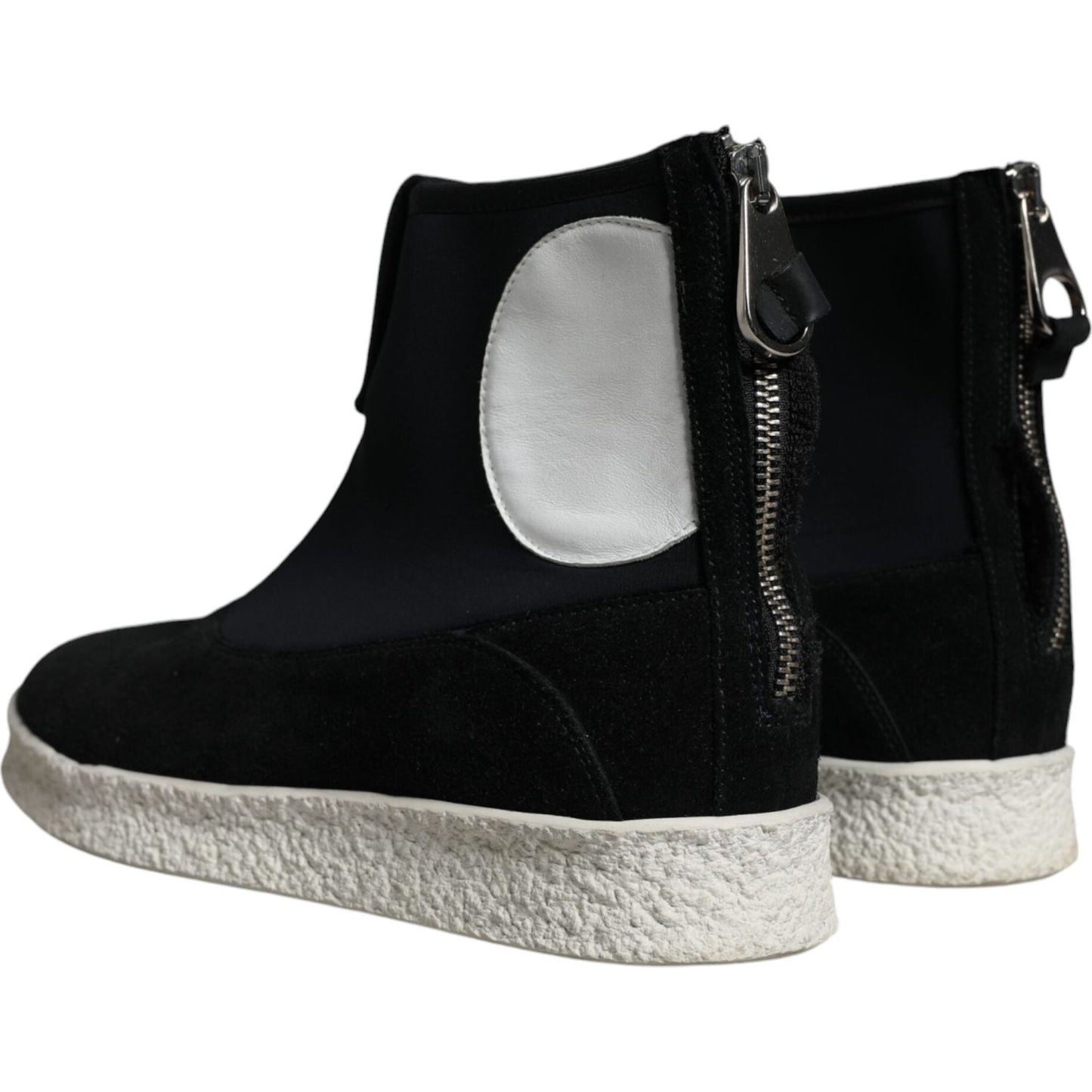 Alexander McQueen Black White Neoprene Takeshi Mid Calf Boots Shoes Alexander McQueen Black