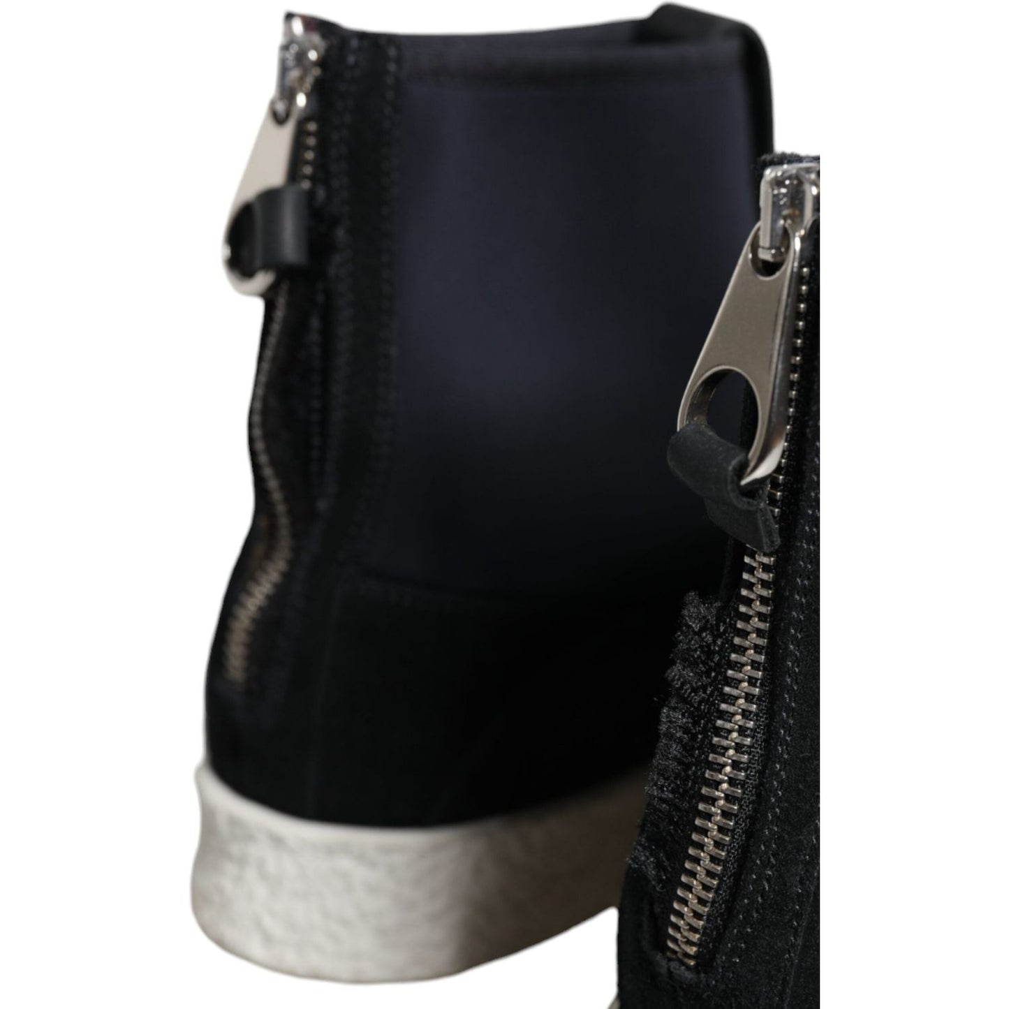 Alexander McQueen Black White Neoprene Takeshi Mid Calf Boots Shoes Alexander McQueen Black