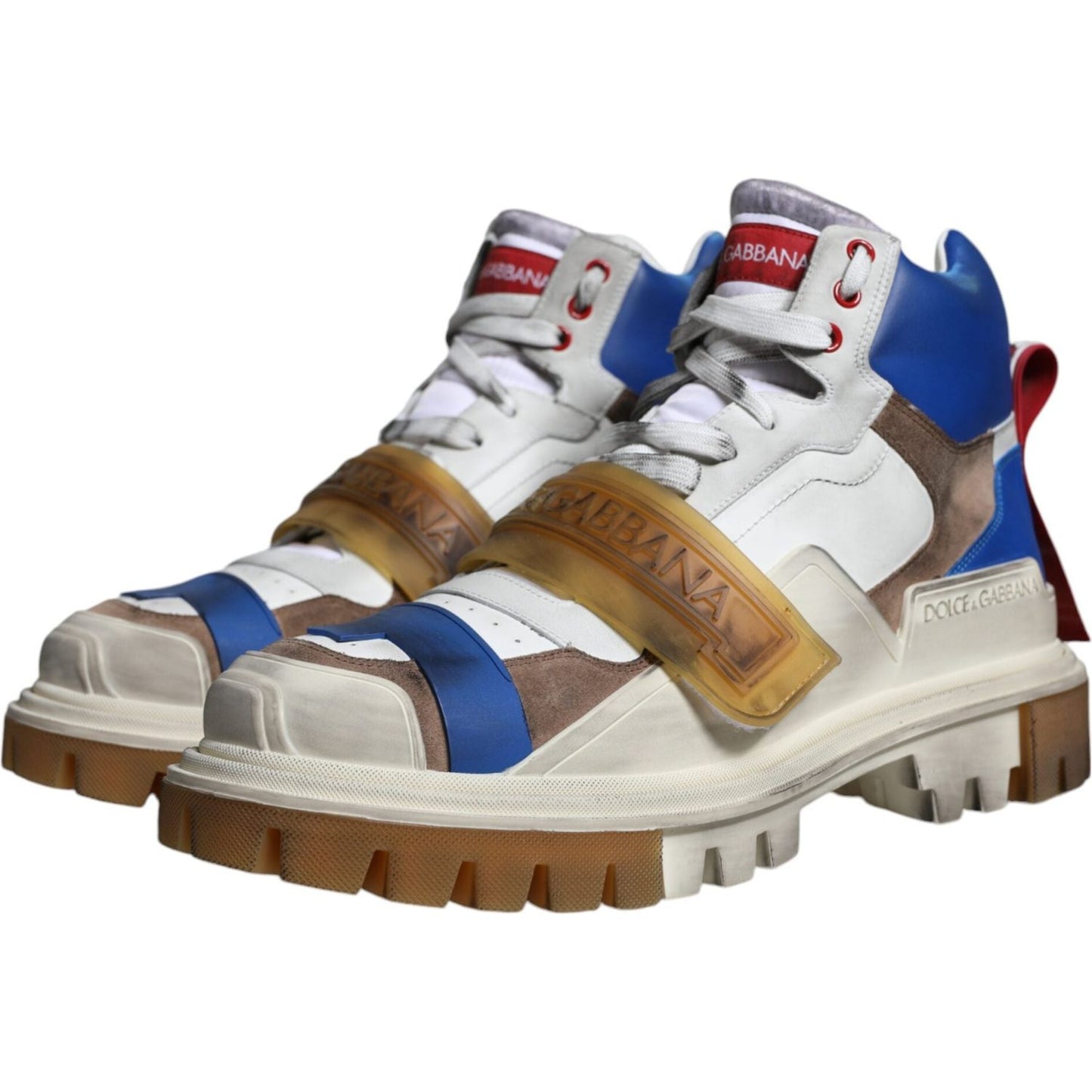 Dolce & Gabbana Multicolor Leather Trekking Sneakers Boots Shoes Dolce & Gabbana Gray